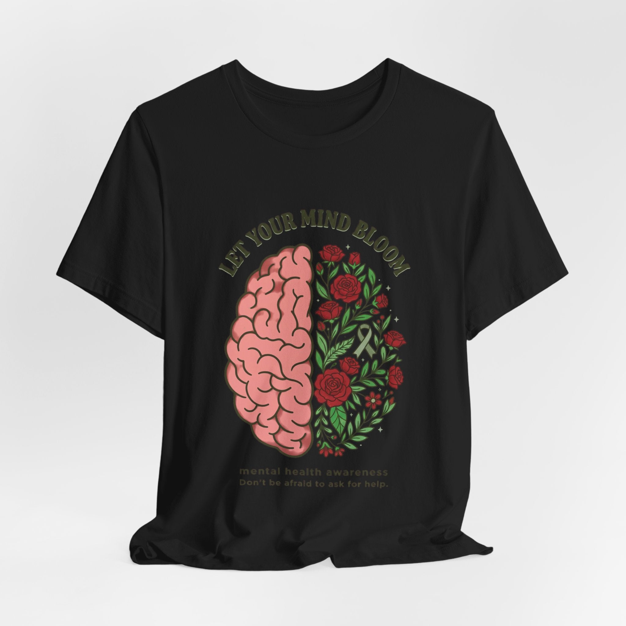 Let Your Mind Bloom Tee | Mental Health Awareness, Green Ribbon