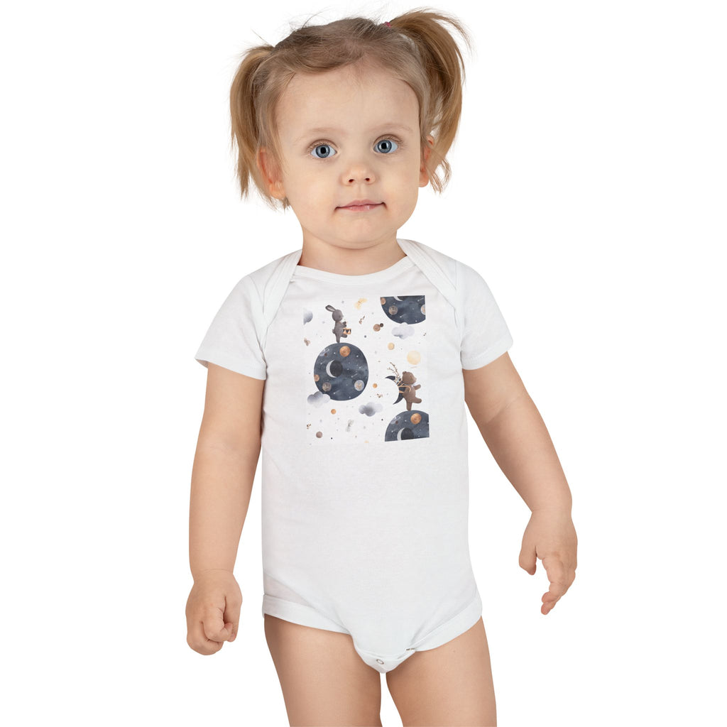 Organic Baby Onesie — Woodland Fox Moon & Stars Bodysuit