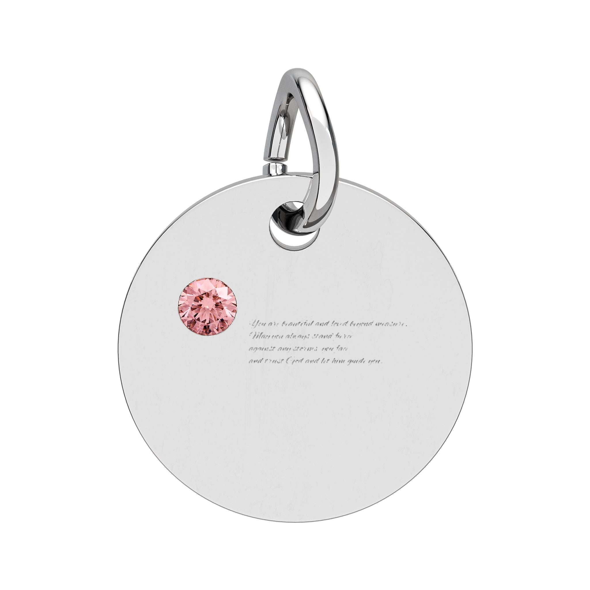 Engravable Birthstone Circle Charm — Personalized Round Pendant