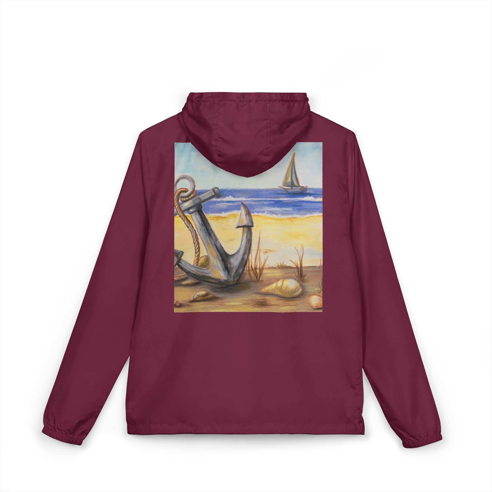 Windbreaker Jacket — Beach Anchor Sailboat Coastal Design