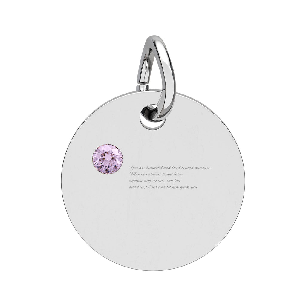 Engravable Birthstone Circle Charm — Personalized Round Pendant