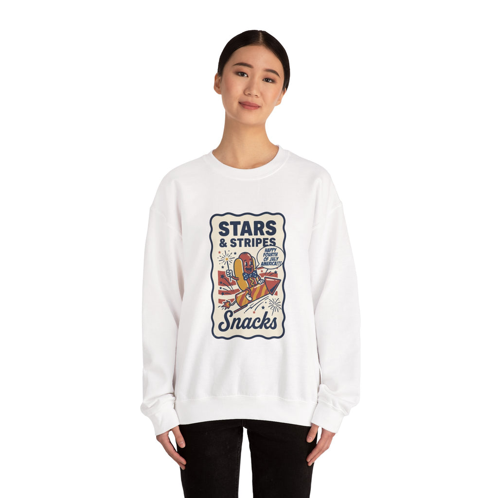 Stars & Stripes Snacks Sweatshirt | Hot Dog Fourth of July, Retro Americana