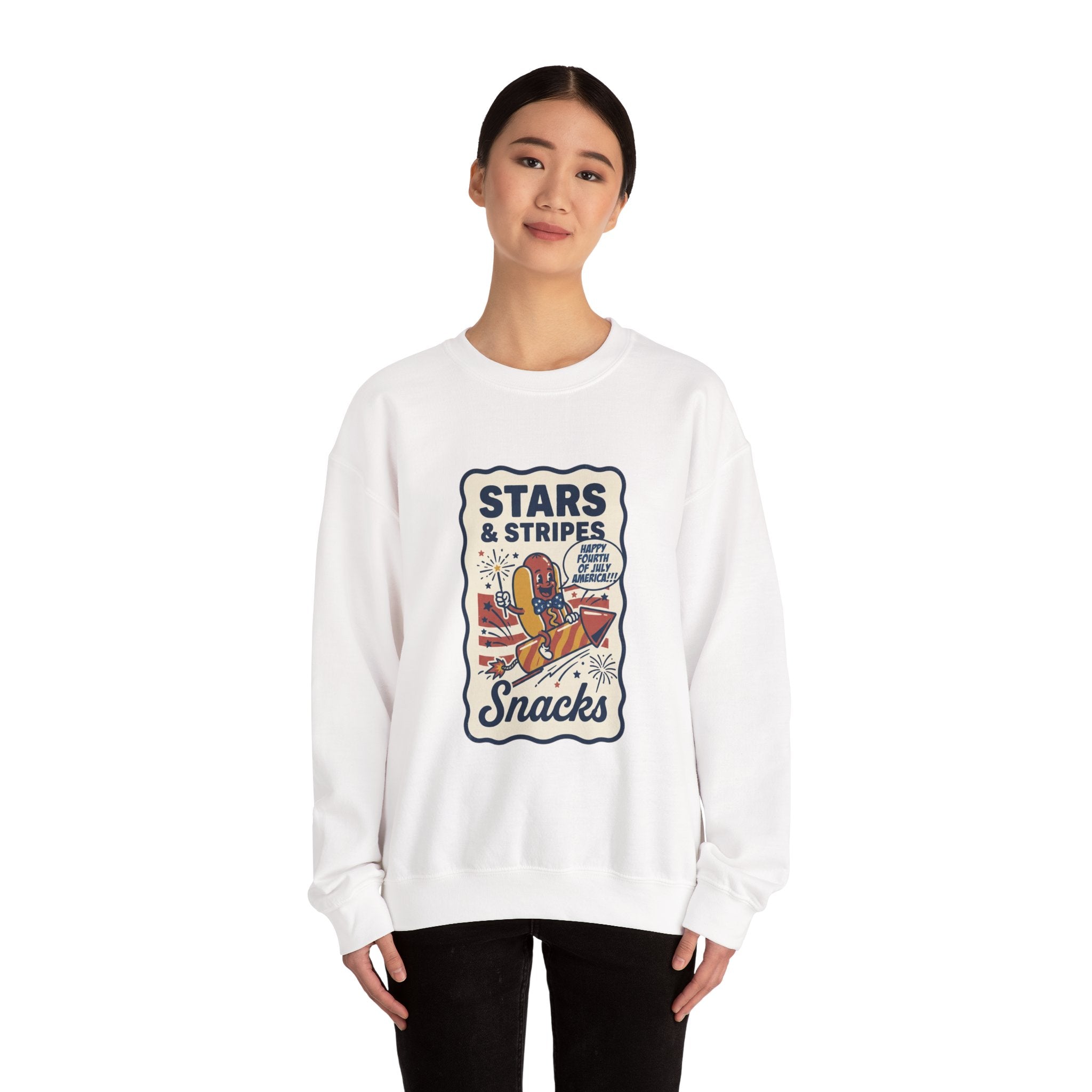 Stars & Stripes Snacks Sweatshirt | Hot Dog Fourth of July, Retro Americana