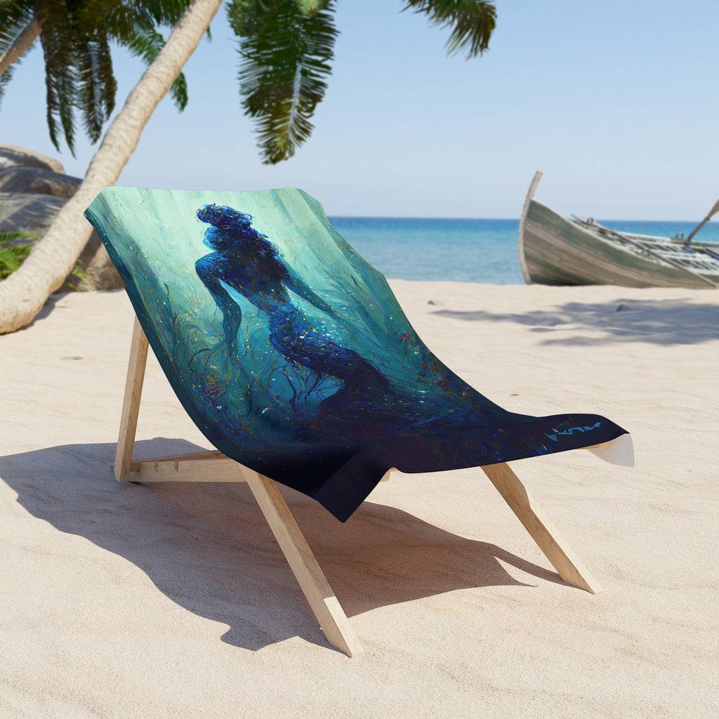 Mermaid Nightscape Beach Towel – Ethereal Ocean Silhouette