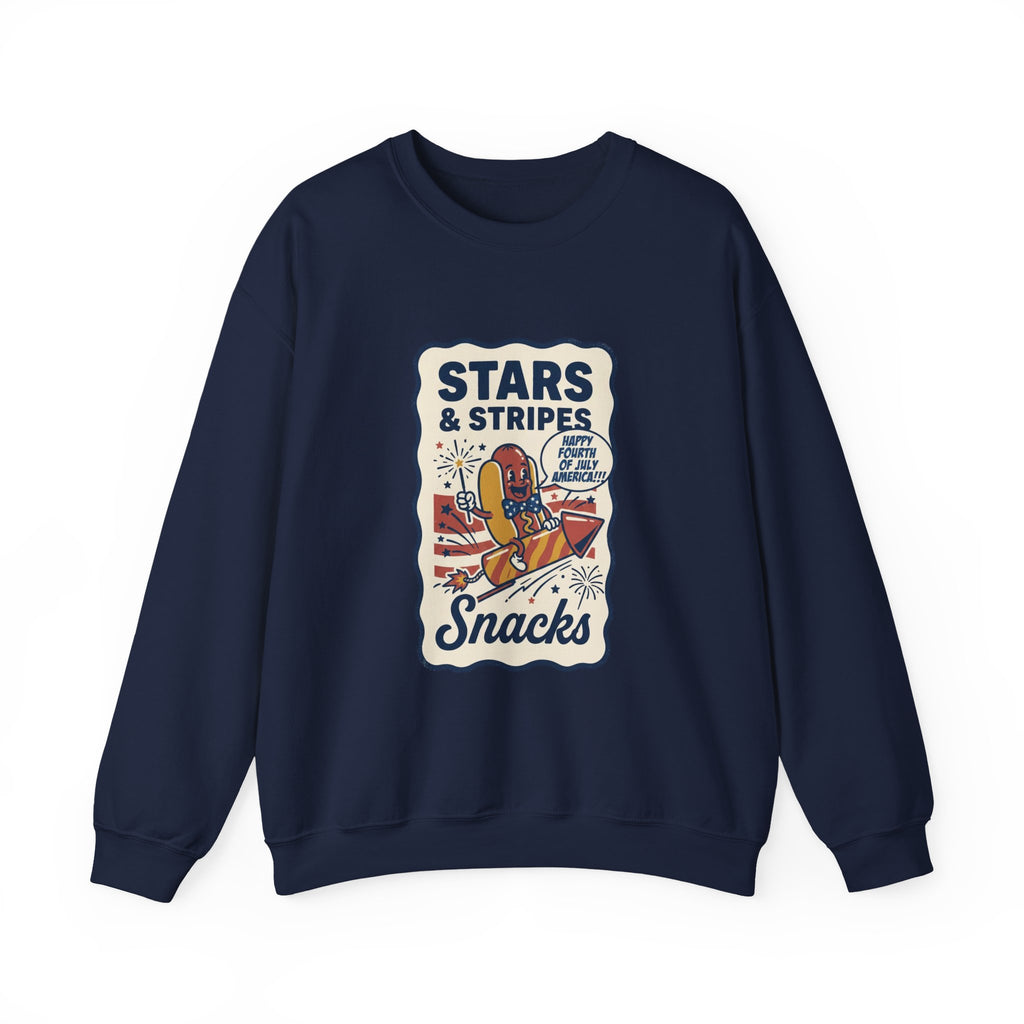Stars & Stripes Snacks Sweatshirt | Hot Dog Fourth of July, Retro Americana