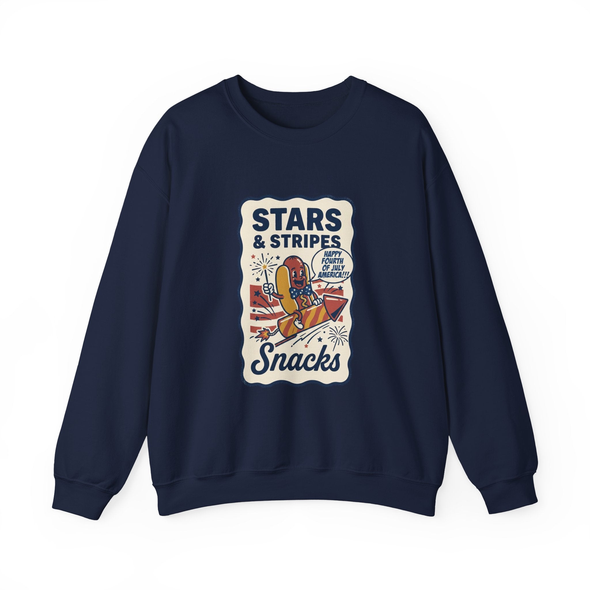 Stars & Stripes Snacks Sweatshirt | Hot Dog Fourth of July, Retro Americana
