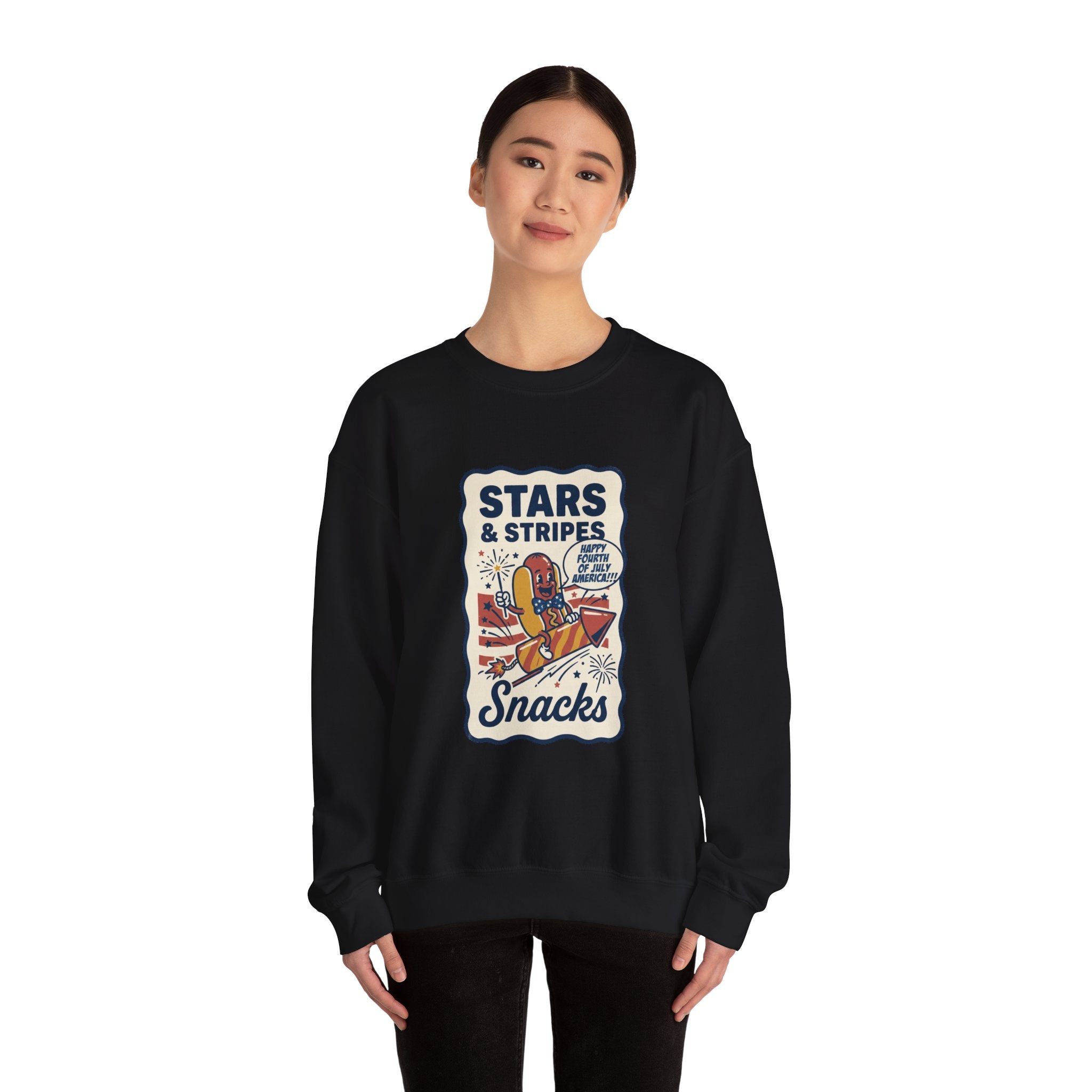 Stars & Stripes Snacks Sweatshirt | Hot Dog Fourth of July, Retro Americana