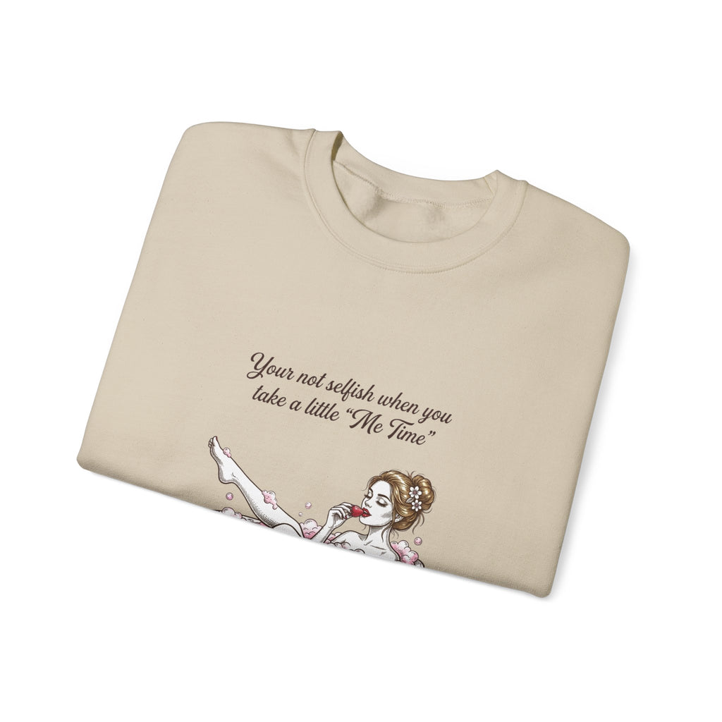 woman's Me time Crewneck Sweatshirt | Retro Bathing Pinup, Distressed Print