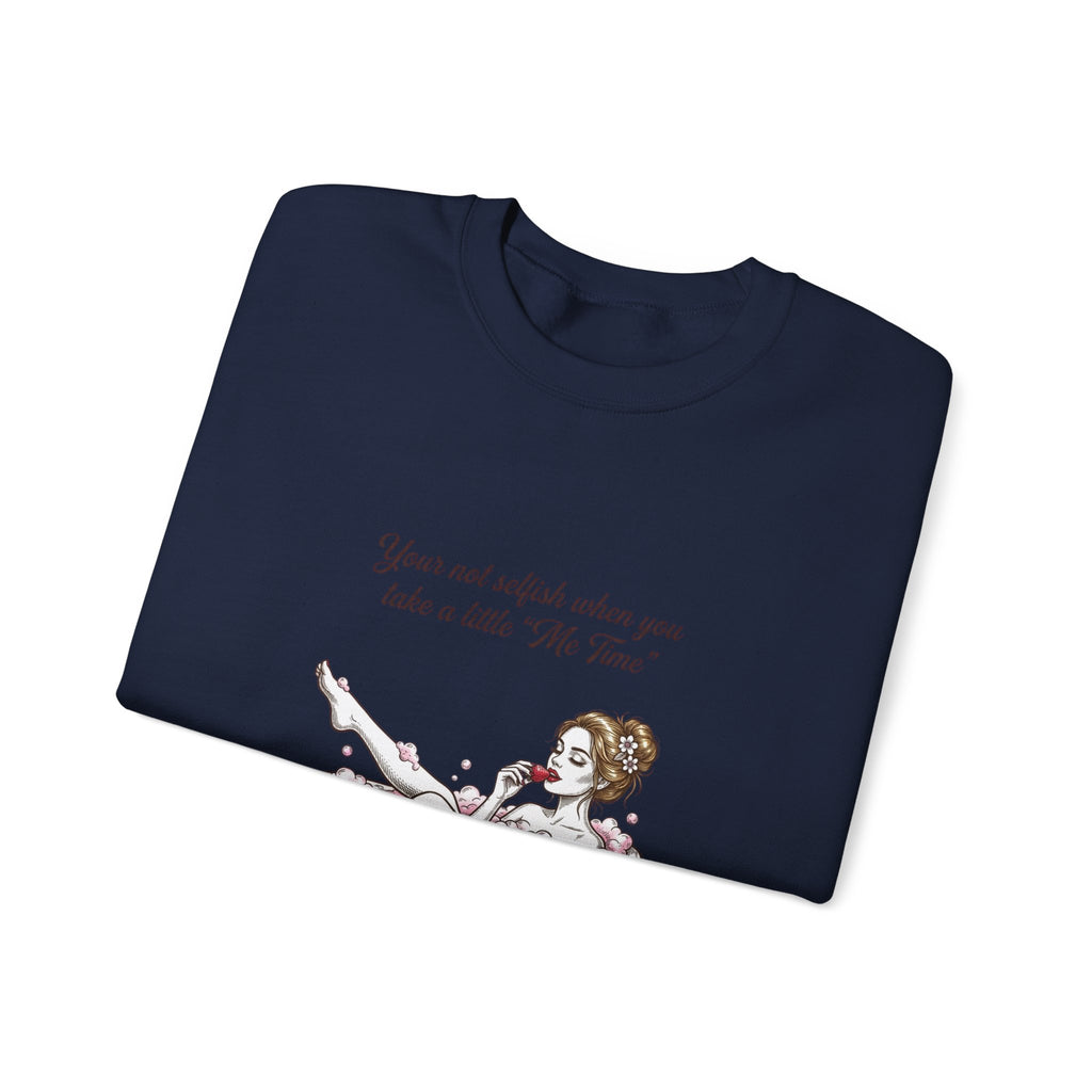 woman's Me time Crewneck Sweatshirt | Retro Bathing Pinup, Distressed Print