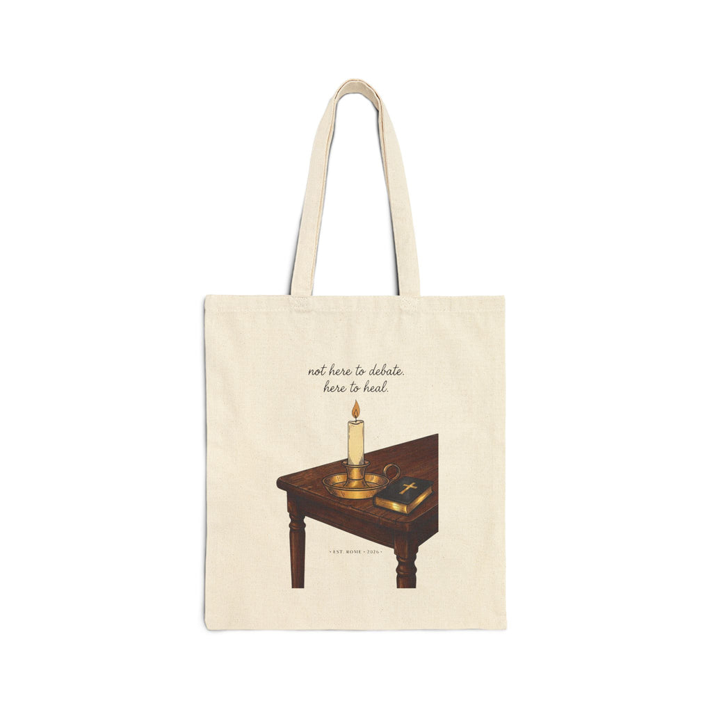 healing and recovery tote, blessed are the peacemakers| Team Leo pope‑coded, quiet power canvas