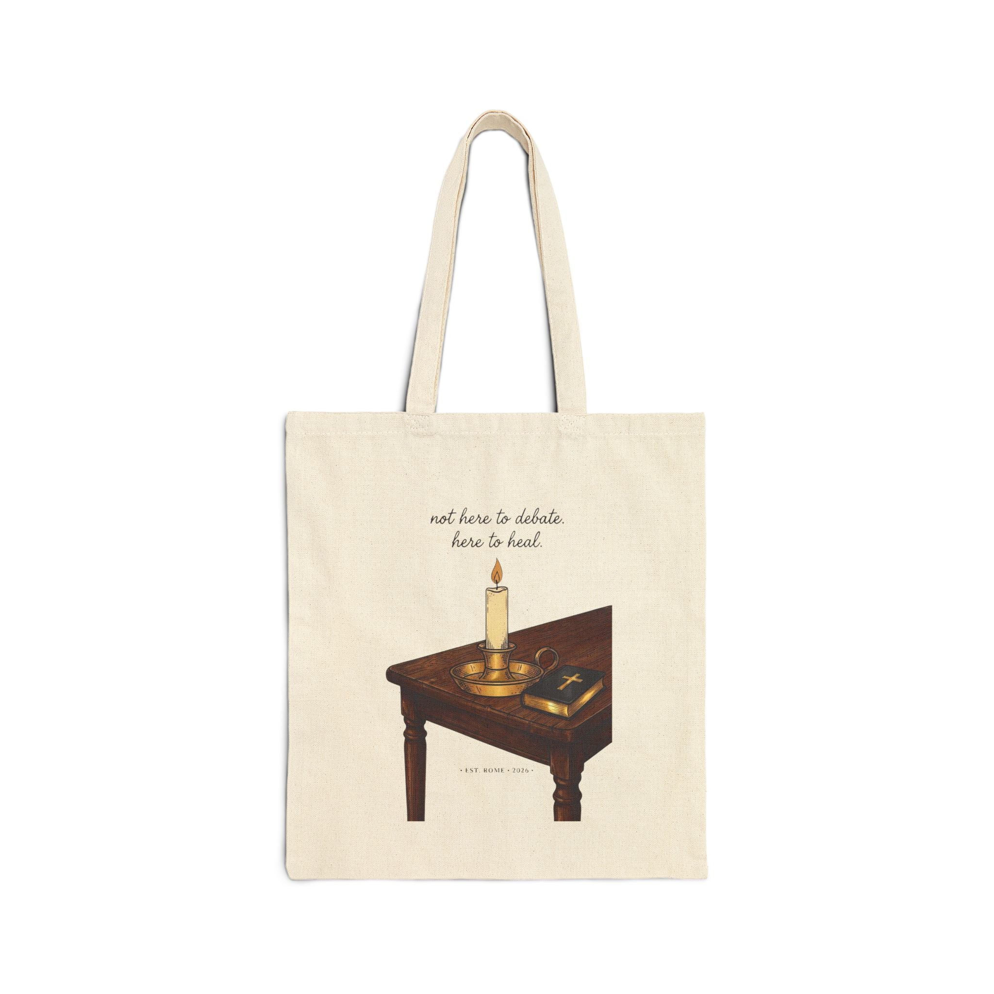 healing and recovery tote, blessed are the peacemakers| Team Leo pope‑coded, quiet power canvas