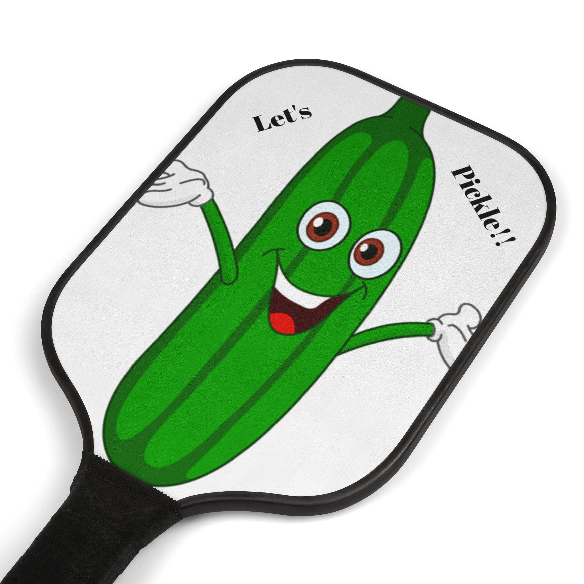 Pickleball Paddle Set — Cute 'Let's Pickle!' Cartoon Pickle Design with 2 Balls