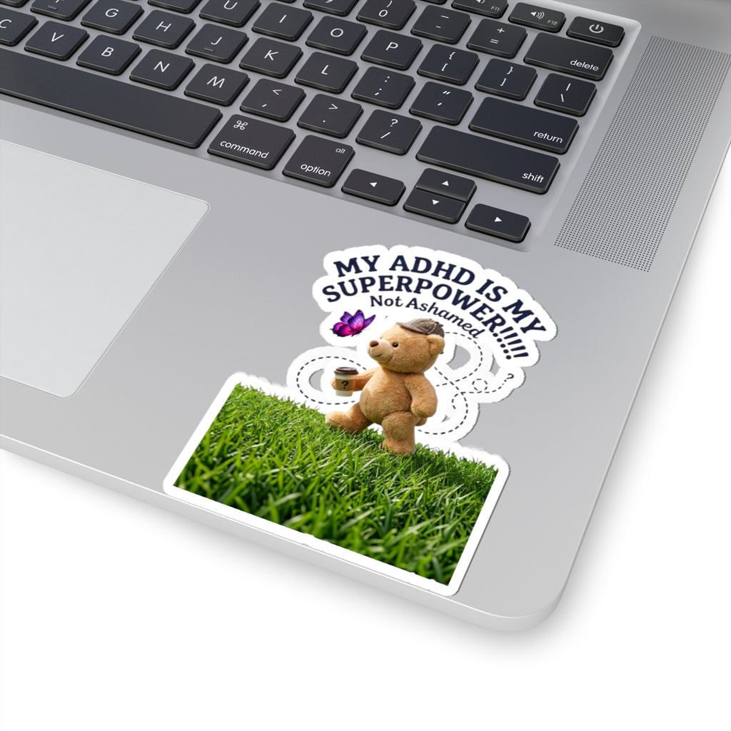 My ADHD Is My Superpower Sticker | Dilly Dally Cute Bear, Retro Handwritten Procrastination