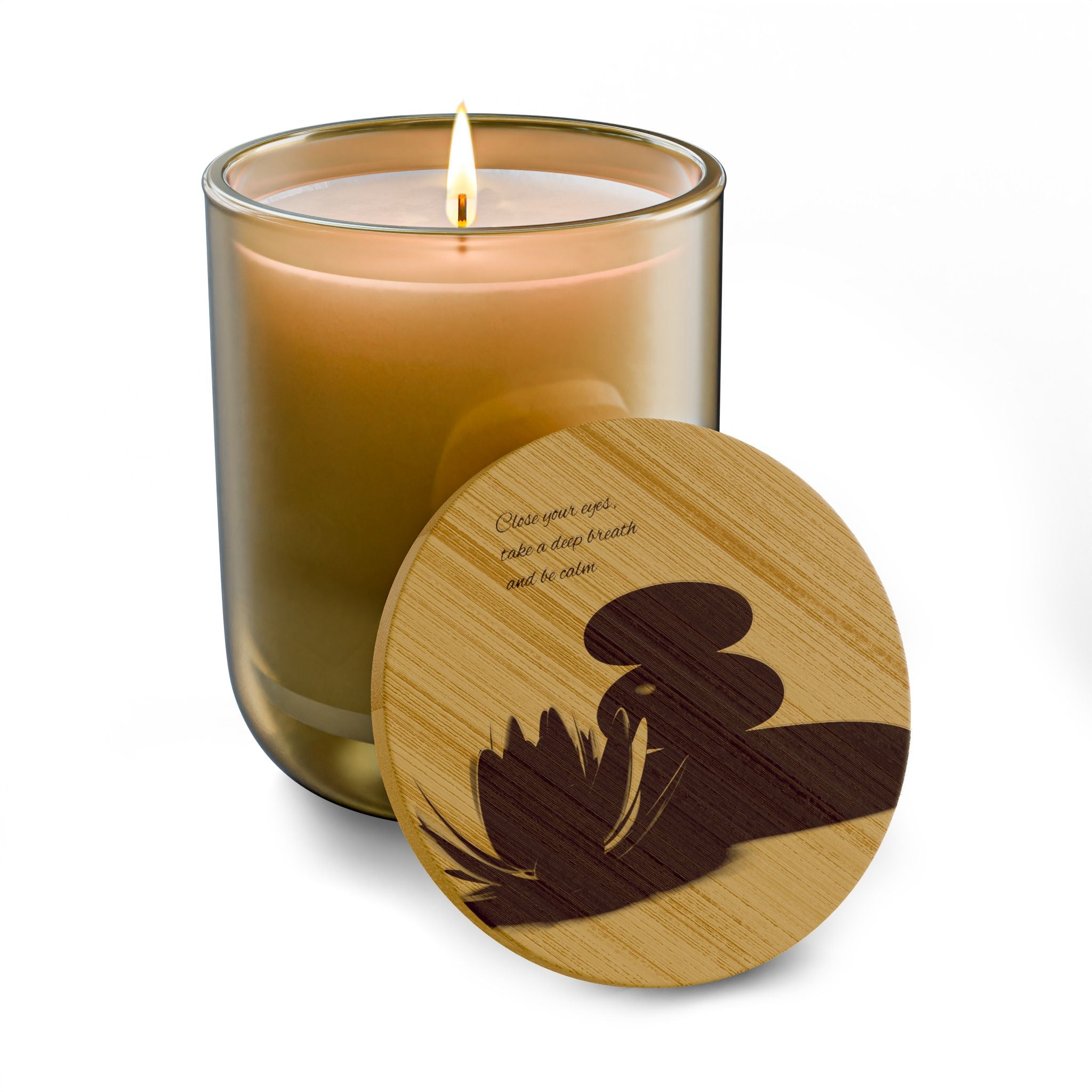 Engraved 14oz Scented Soy Candle — Spa Floral Bamboo Lid