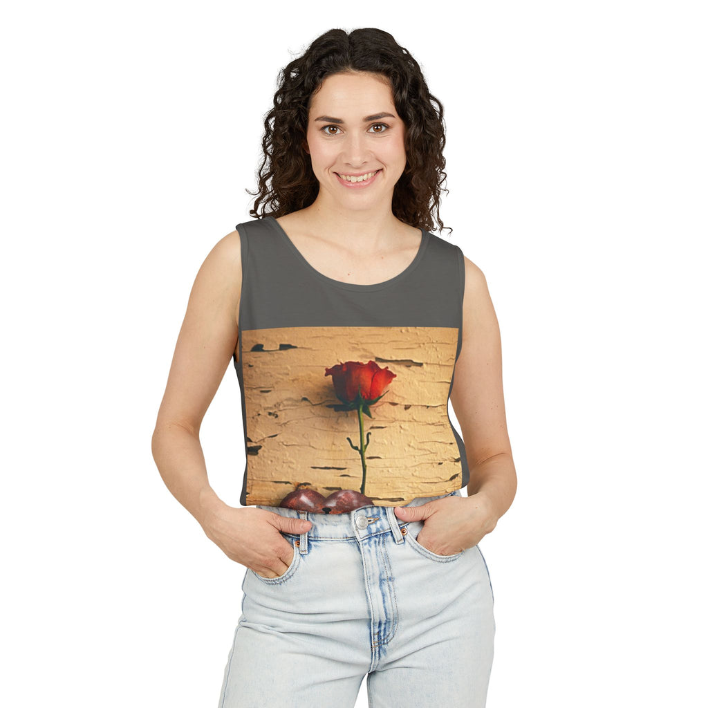 Rose & Heart Key Tank Top — Vintage Romantic Graphic Tank