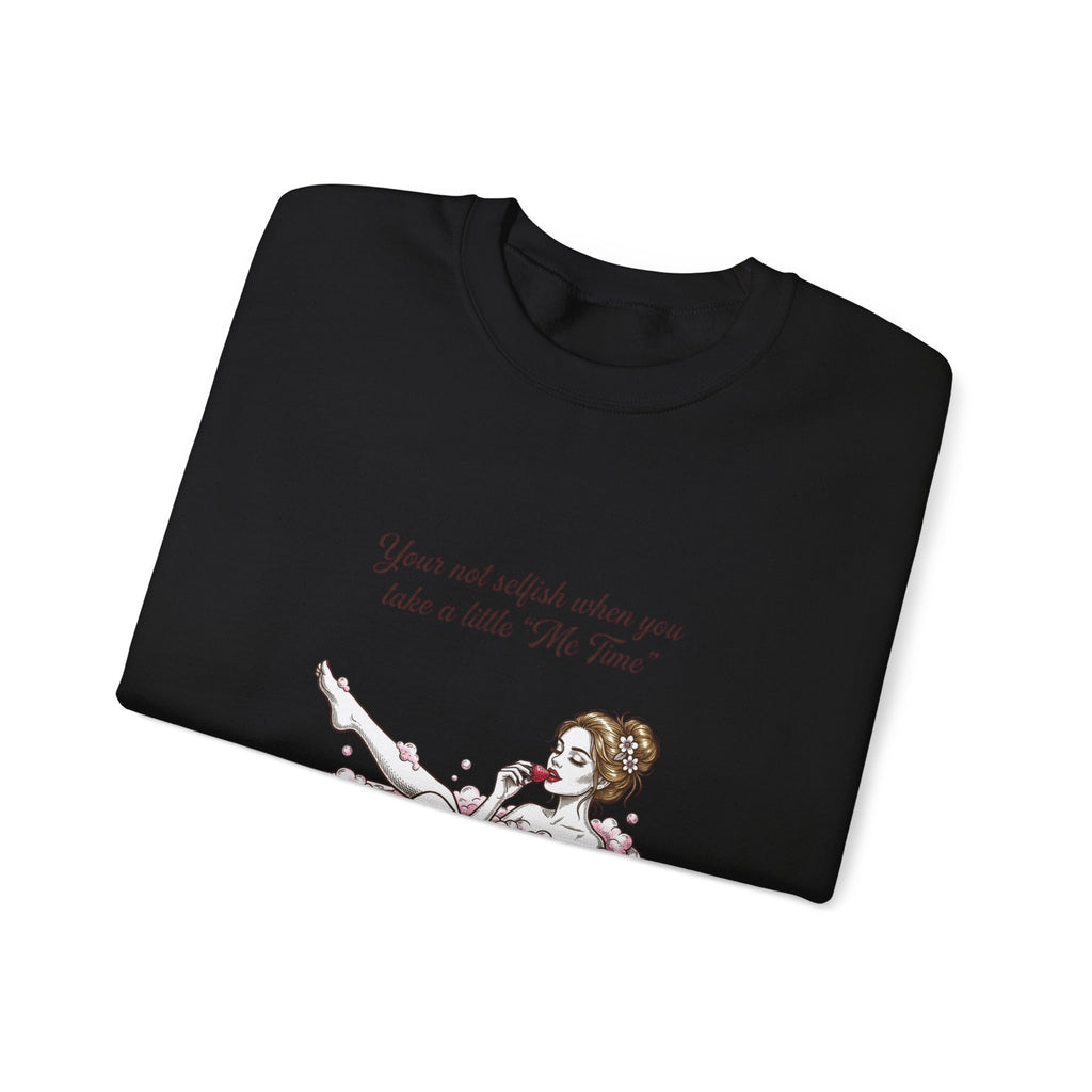 woman's Me time Crewneck Sweatshirt | Retro Bathing Pinup, Distressed Print