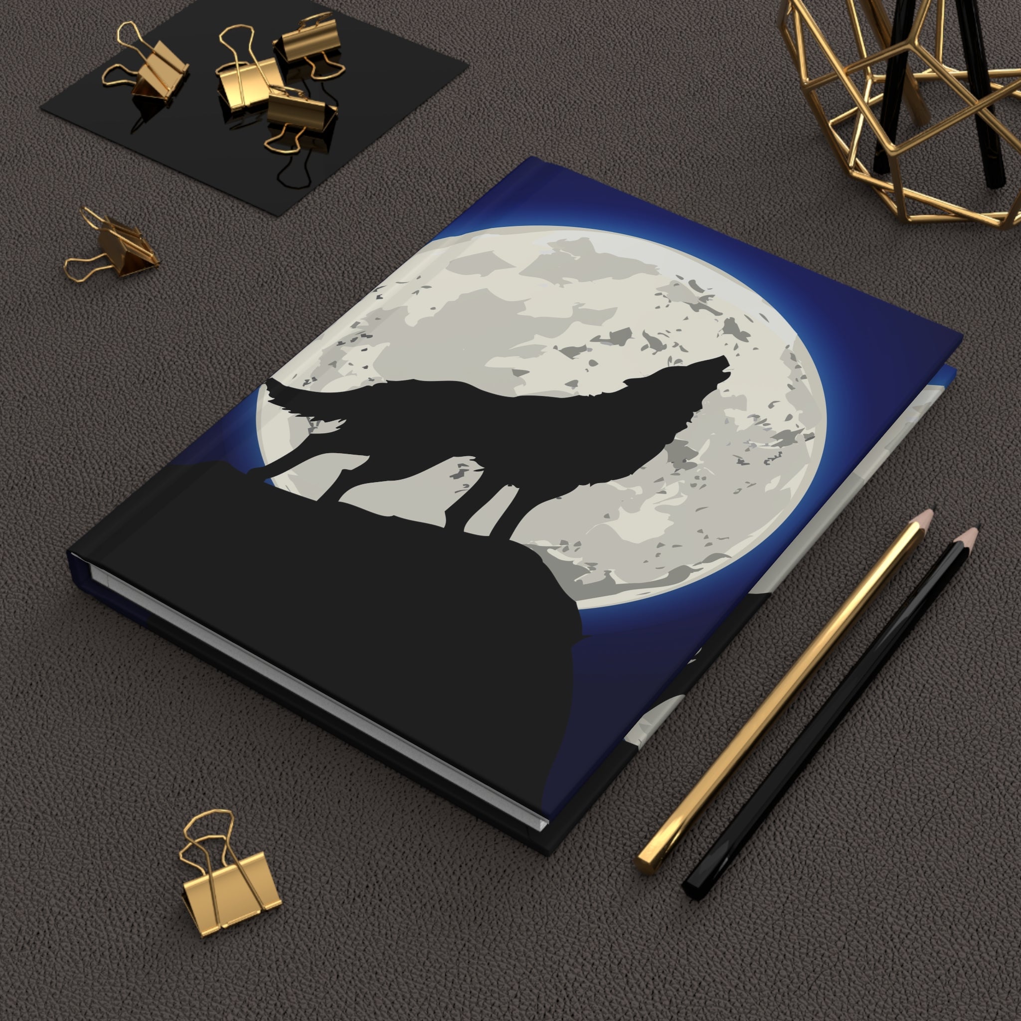 Howling Wolf Journal — Hardcover Moonlight Notebook