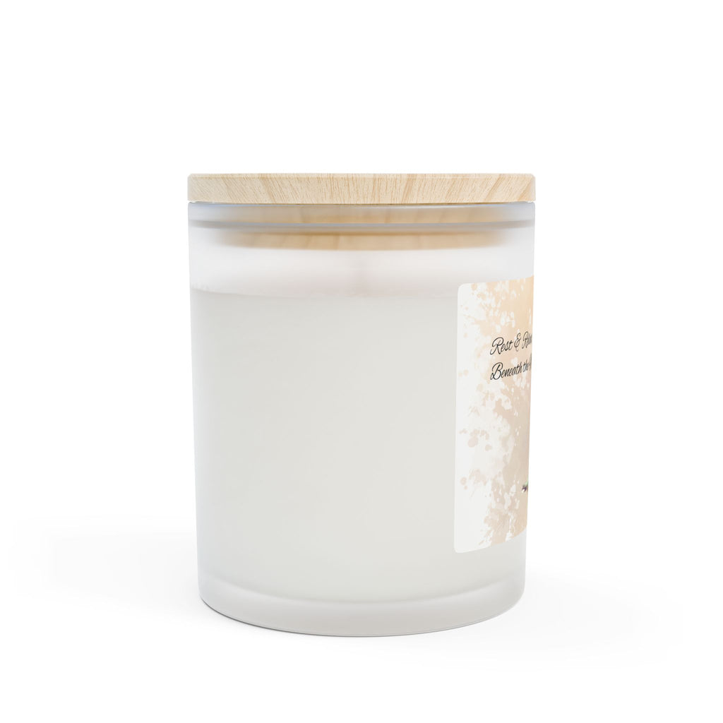 Relaxing Hummingbird Frosted Glass Candle — 11oz “Rest & Relax Beneath the Wisteria”