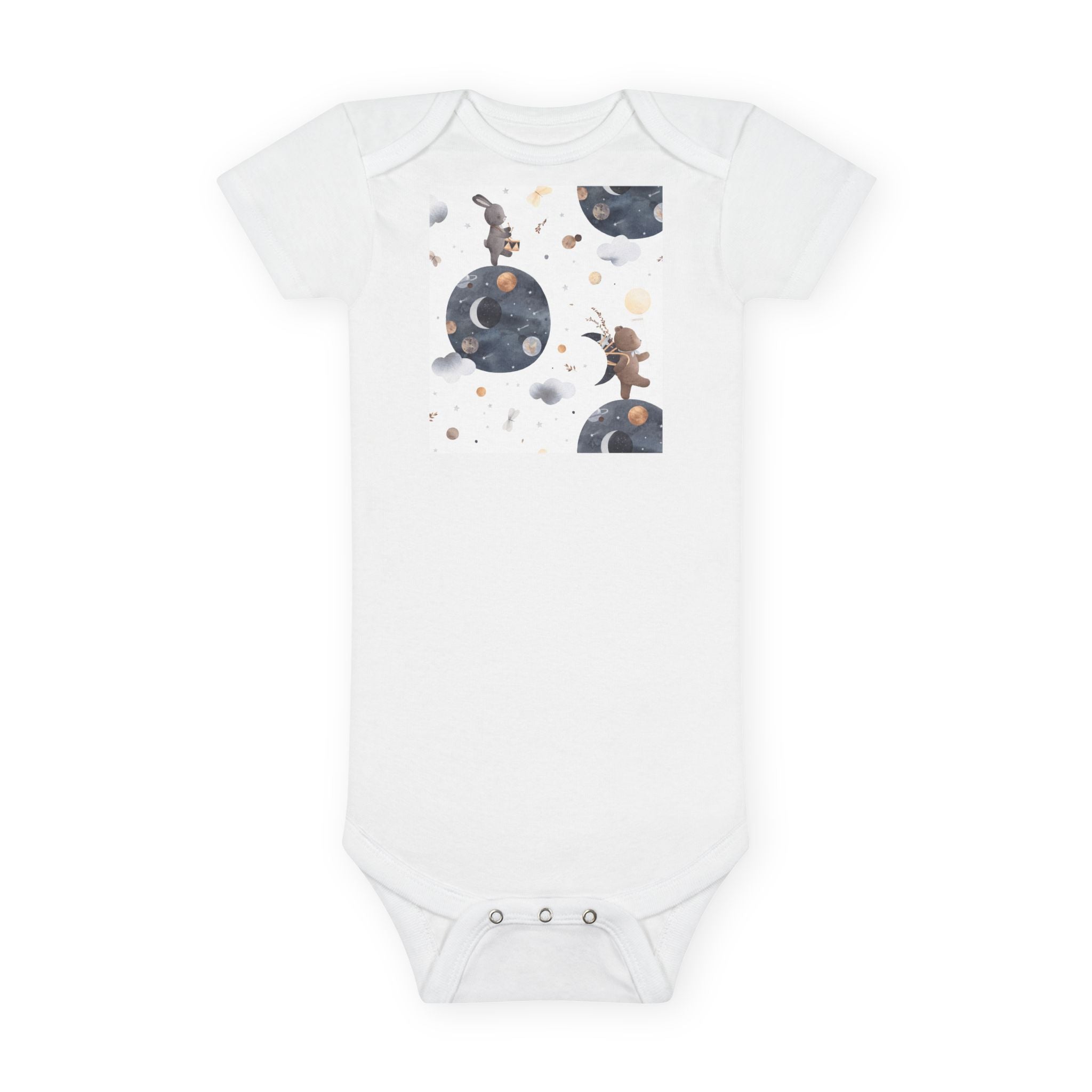 Organic Baby Onesie — Woodland Fox Moon & Stars Bodysuit