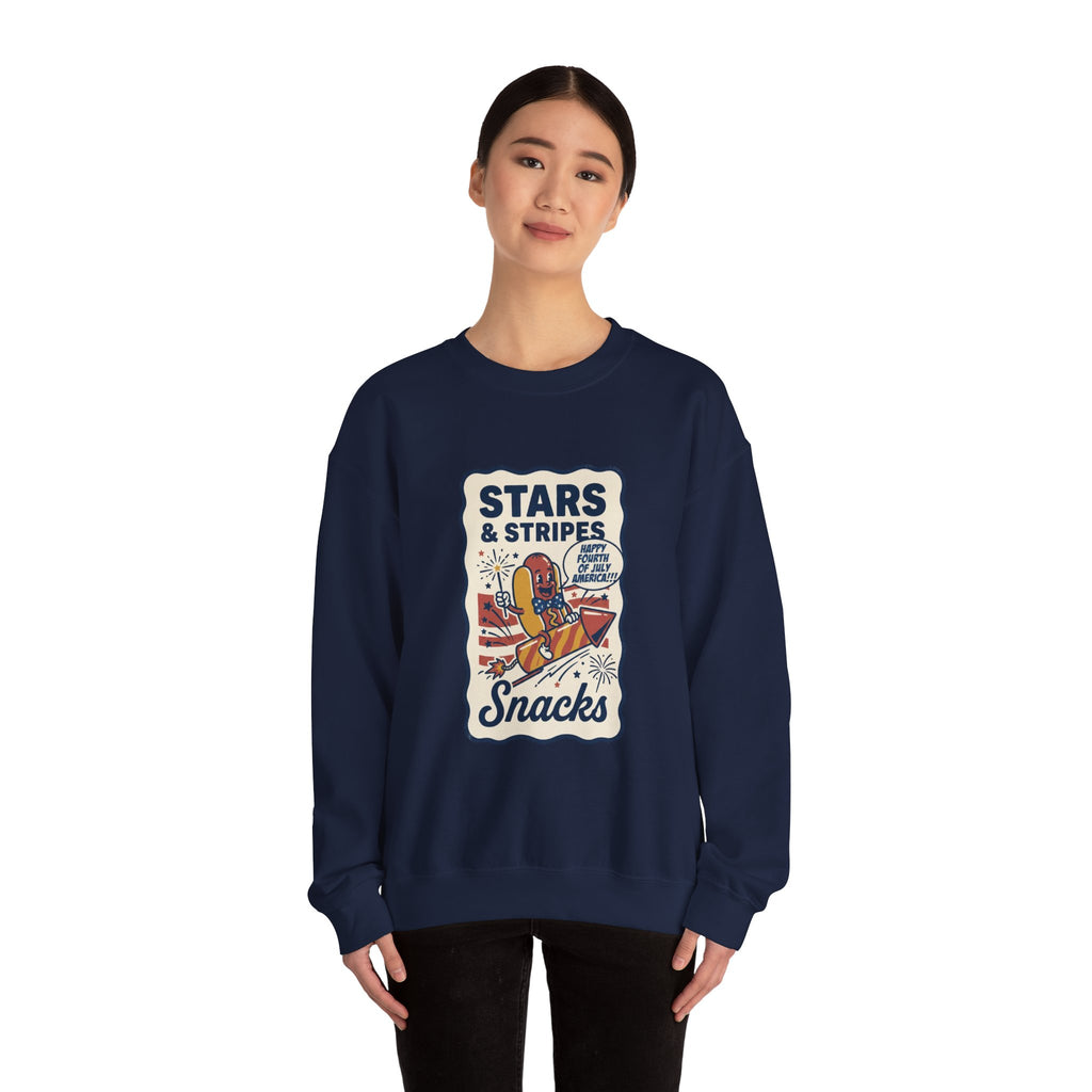Stars & Stripes Snacks Sweatshirt | Hot Dog Fourth of July, Retro Americana