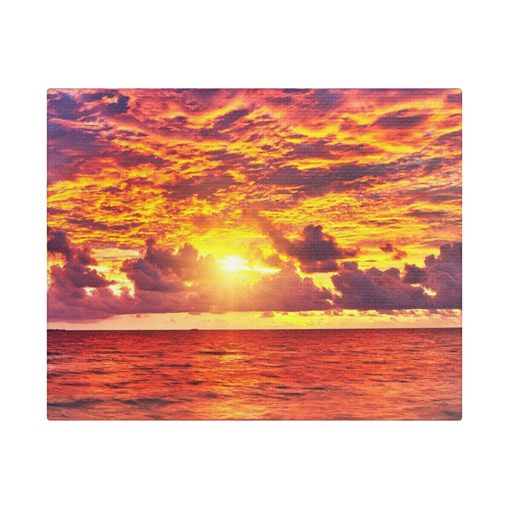 Sunset Ocean Satin Canvas Print — Stretched Wall Art