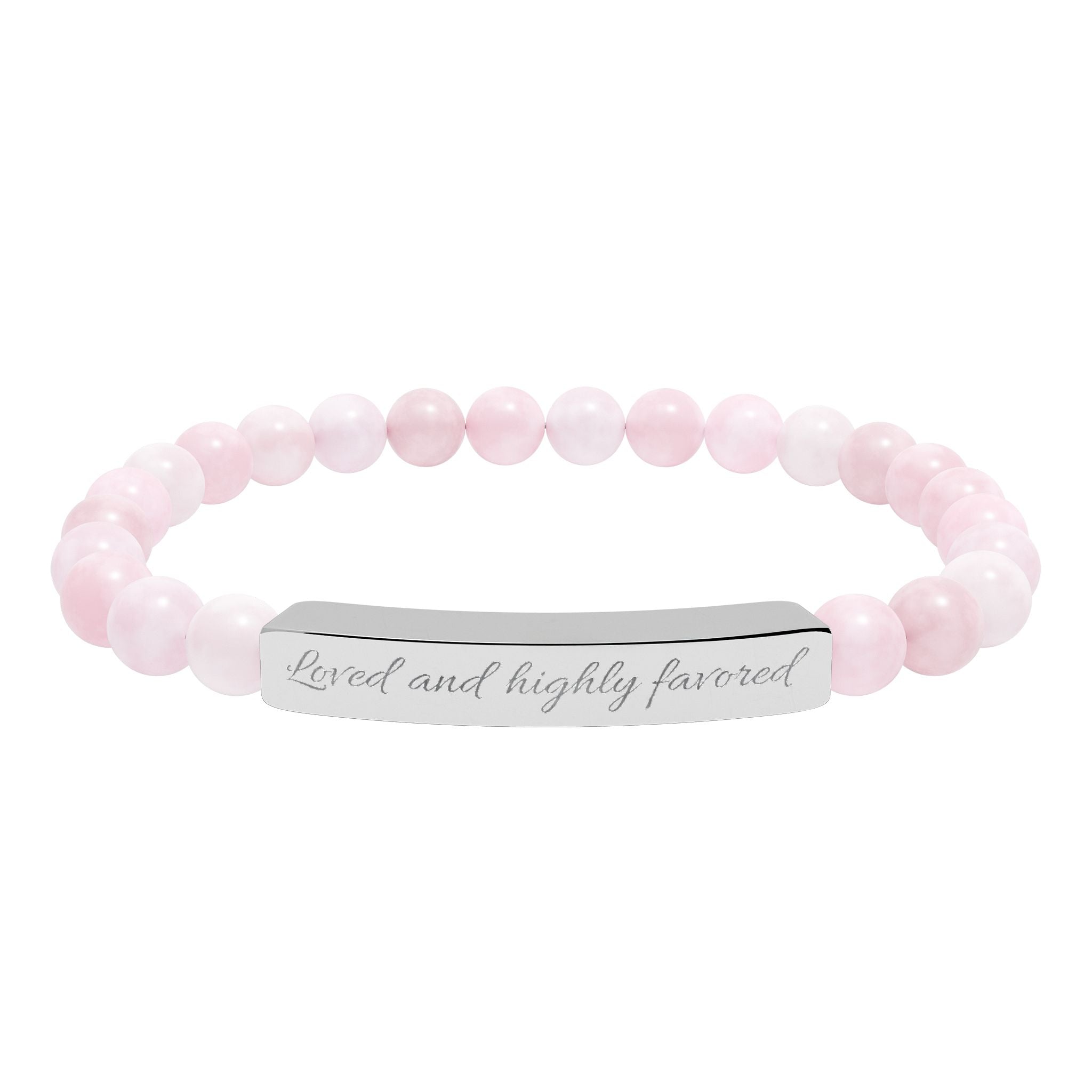 Engravable Natural Stone Stretch Bracelet — Custom Bar Bead Bracelet