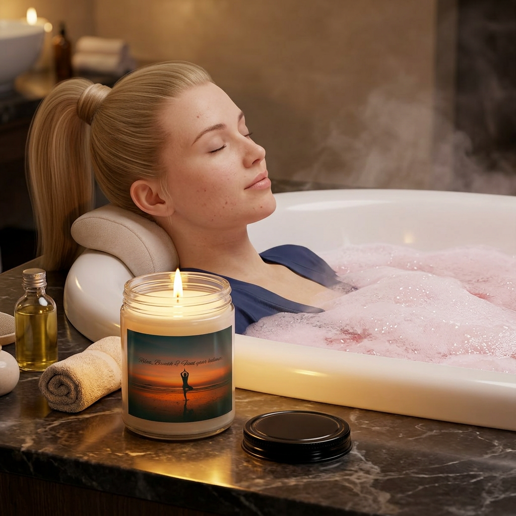 Sunset Ocean Scented Candle Set — Jar Candle with Matches & Wick Trimmer