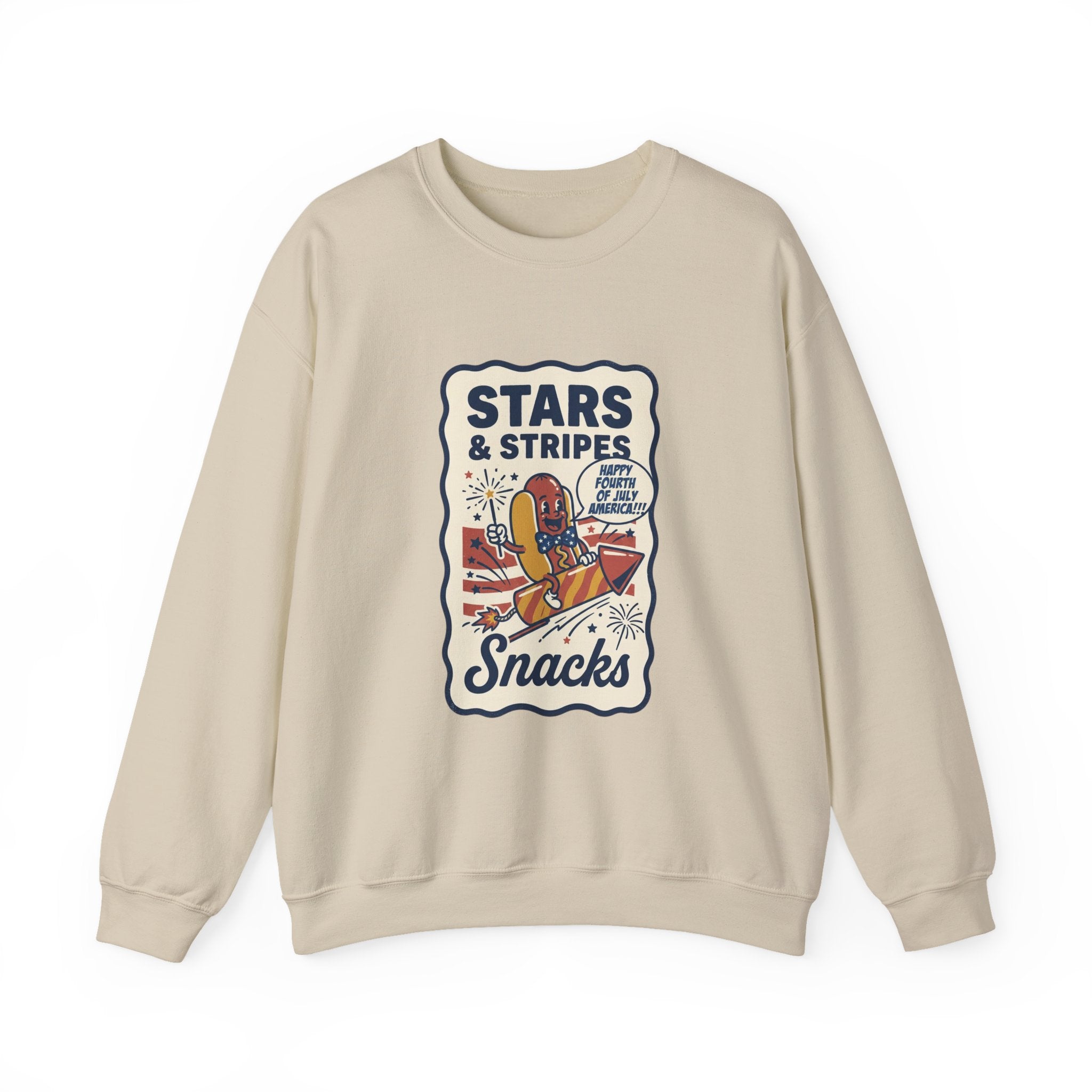Stars & Stripes Snacks Sweatshirt | Hot Dog Fourth of July, Retro Americana