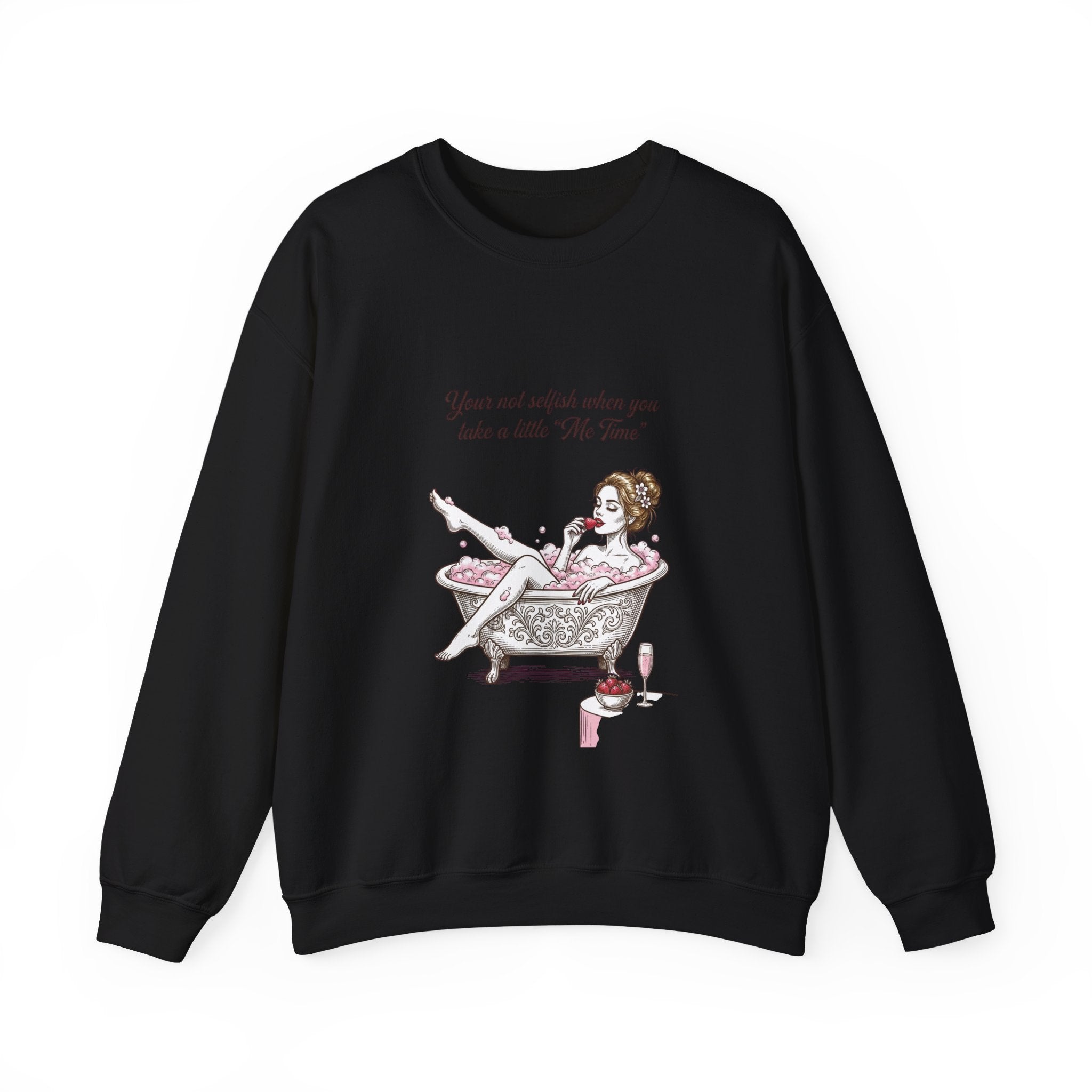 woman's Me time Crewneck Sweatshirt | Retro Bathing Pinup, Distressed Print