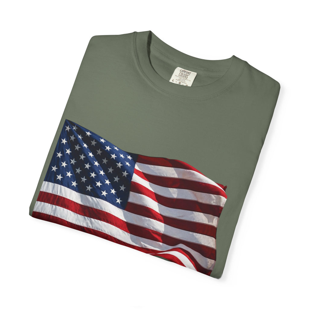 T-Shirt - American Flag with Saluting Soldiers | "Welcome Home!" Military Reunion Tee