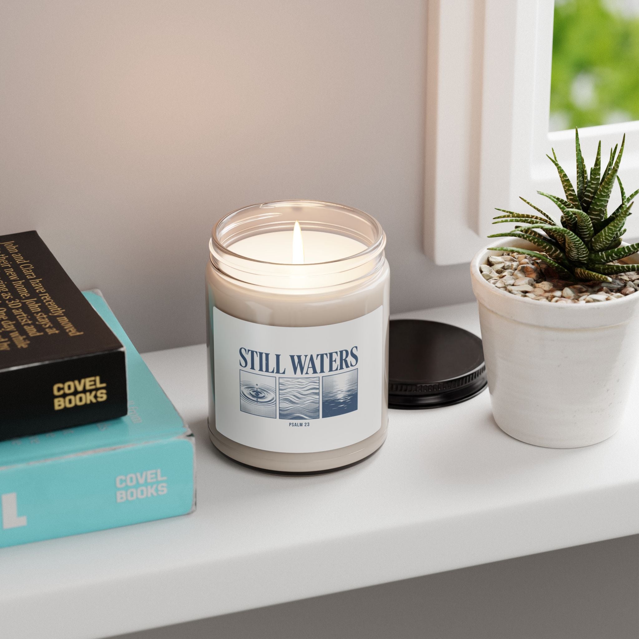 Still Waters Candle | Soy Jar Candle, Psalm 23, Christian Streetwear Aesthetic