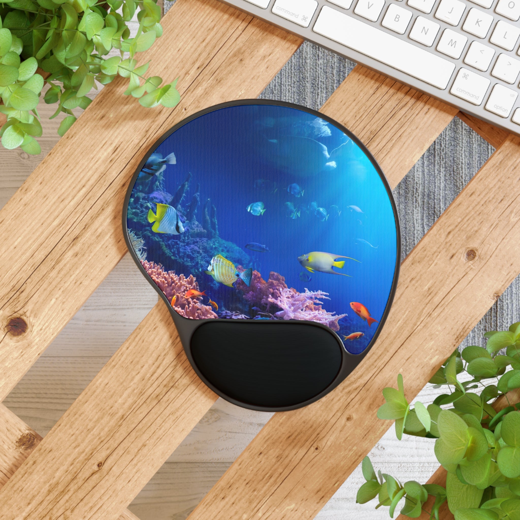 Ocean Reef Mouse Pad with Wrist Rest — Tropical Fish Desk Mat