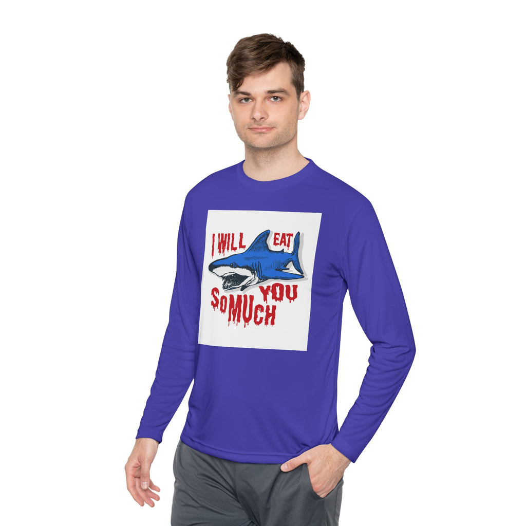I will Eat you Sharky design Unisex Lightweight Long Sleeve Tee