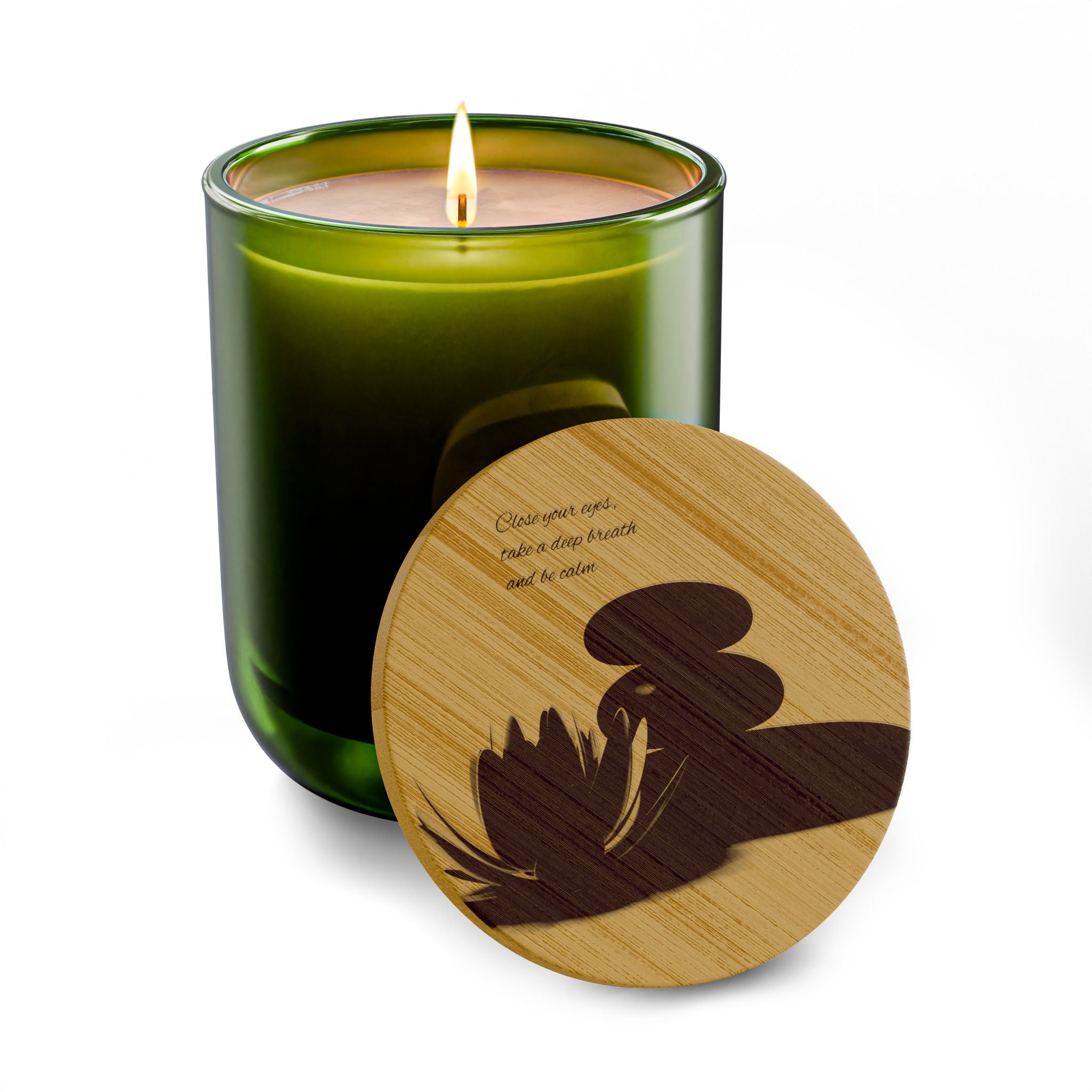 Engraved 14oz Scented Soy Candle — Spa Floral Bamboo Lid
