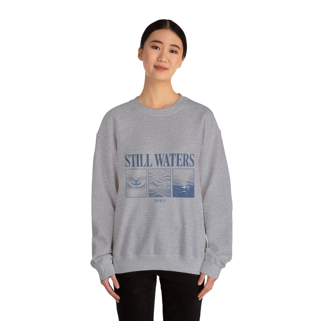 Still Waters Sweatshirt | Christian streetwear, vintage-wash faith tee