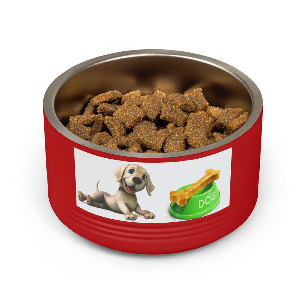 Dog Pet Bowl — 18oz Stainless Steel Dog Food Bowl with Cute Puppy & Bone Design