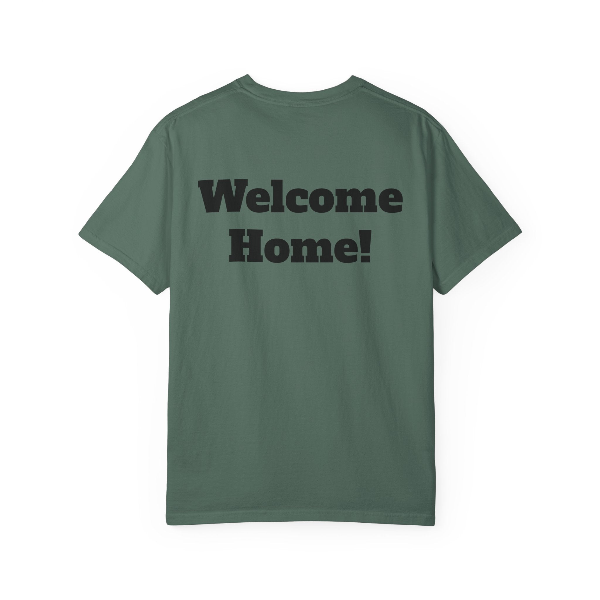 T-Shirt - American Flag with Saluting Soldiers | "Welcome Home!" Military Reunion Tee