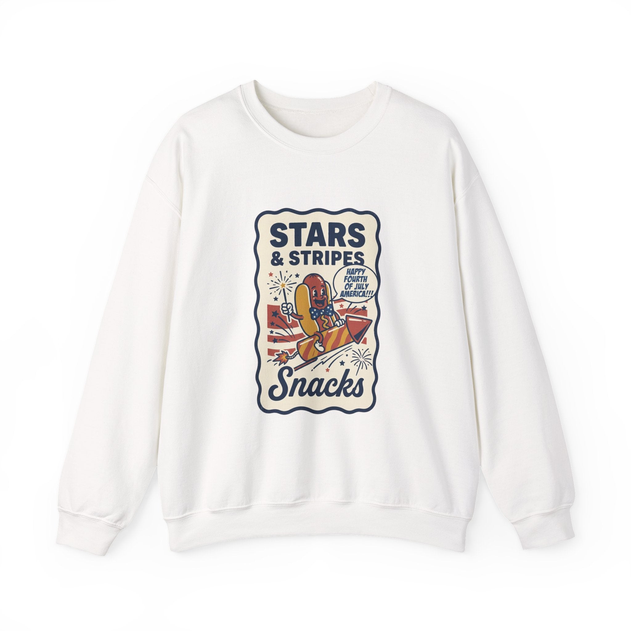 Stars & Stripes Snacks Sweatshirt | Hot Dog Fourth of July, Retro Americana