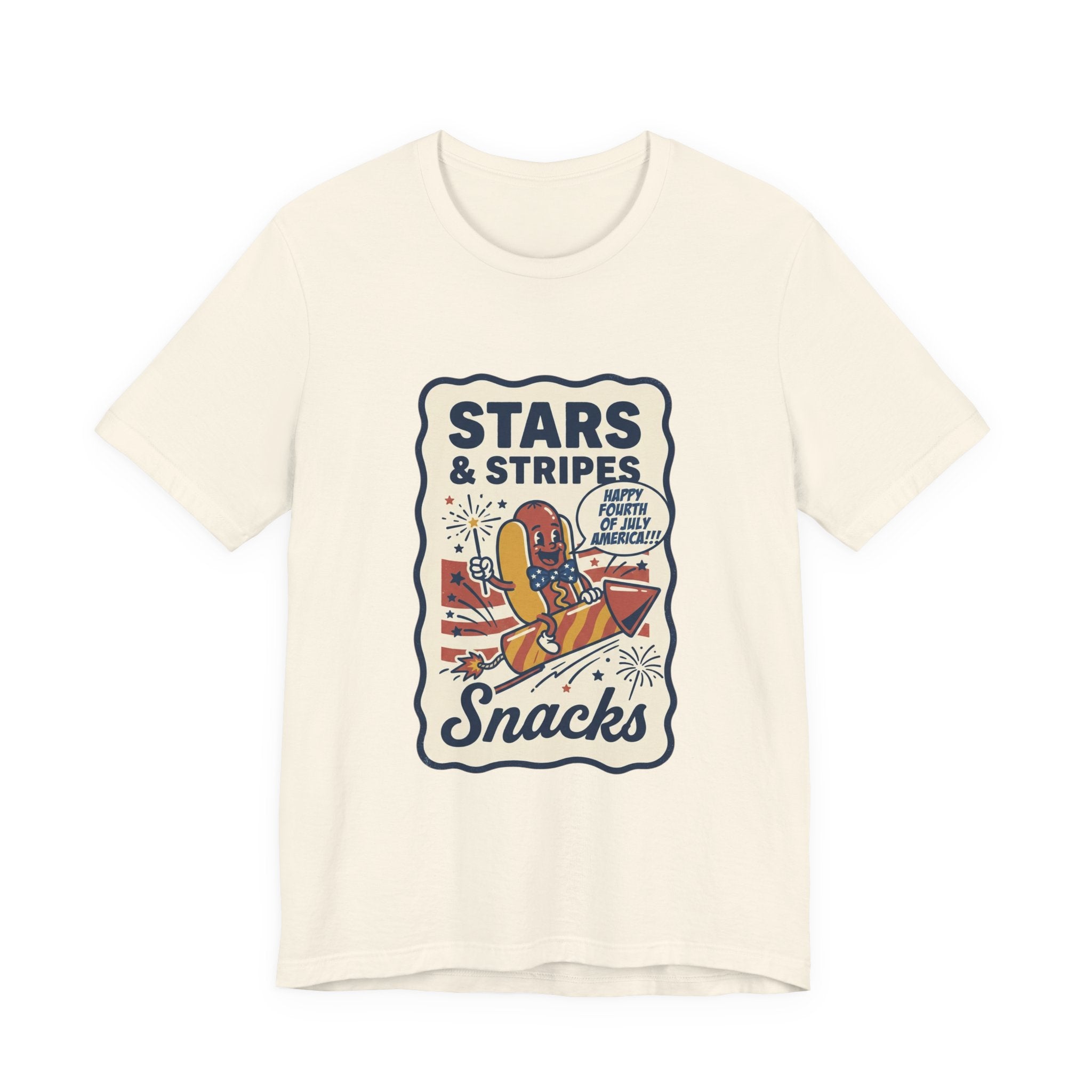 Stars & Stripes Snacks Tee | Hot Dog Humor, 4th of July Retro Americana