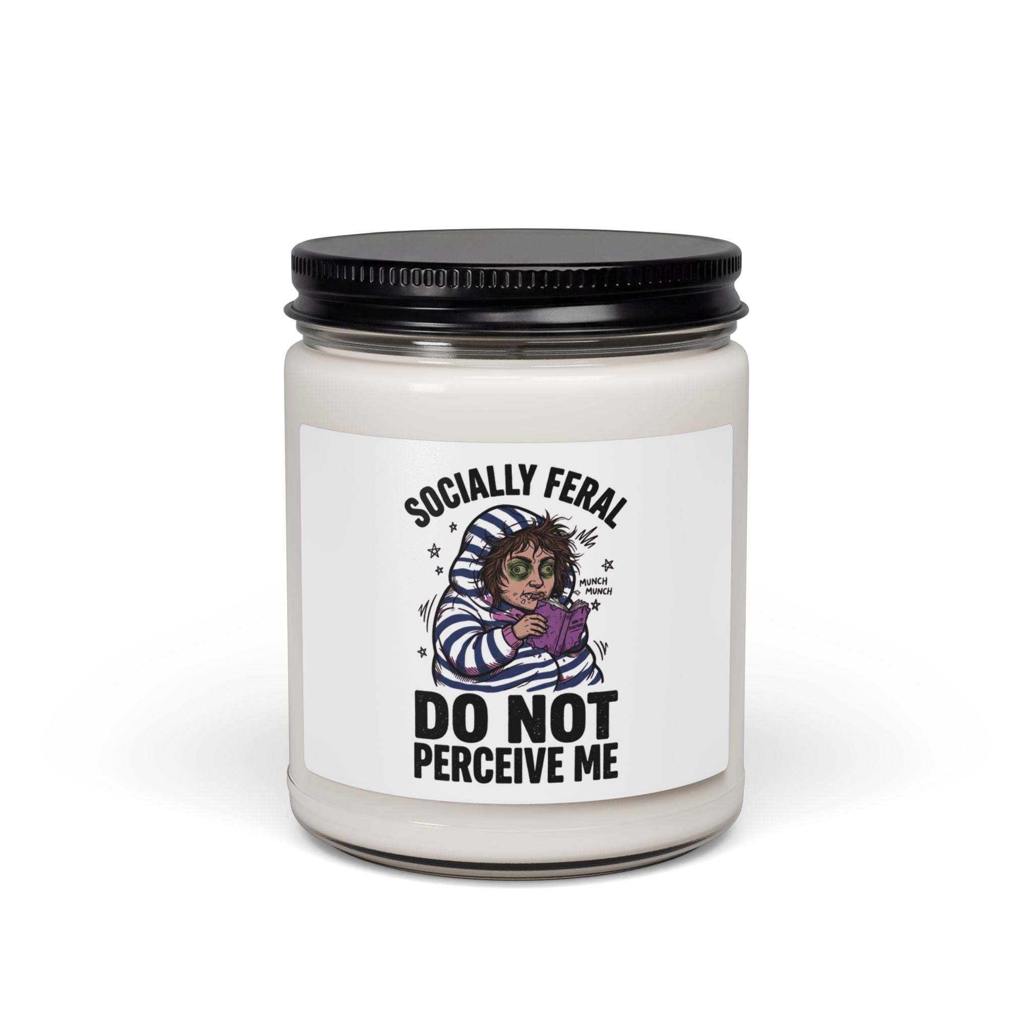 Socially Feral "Do Not Perceive Me" Candle, Feral Era Retro Raccoon Style