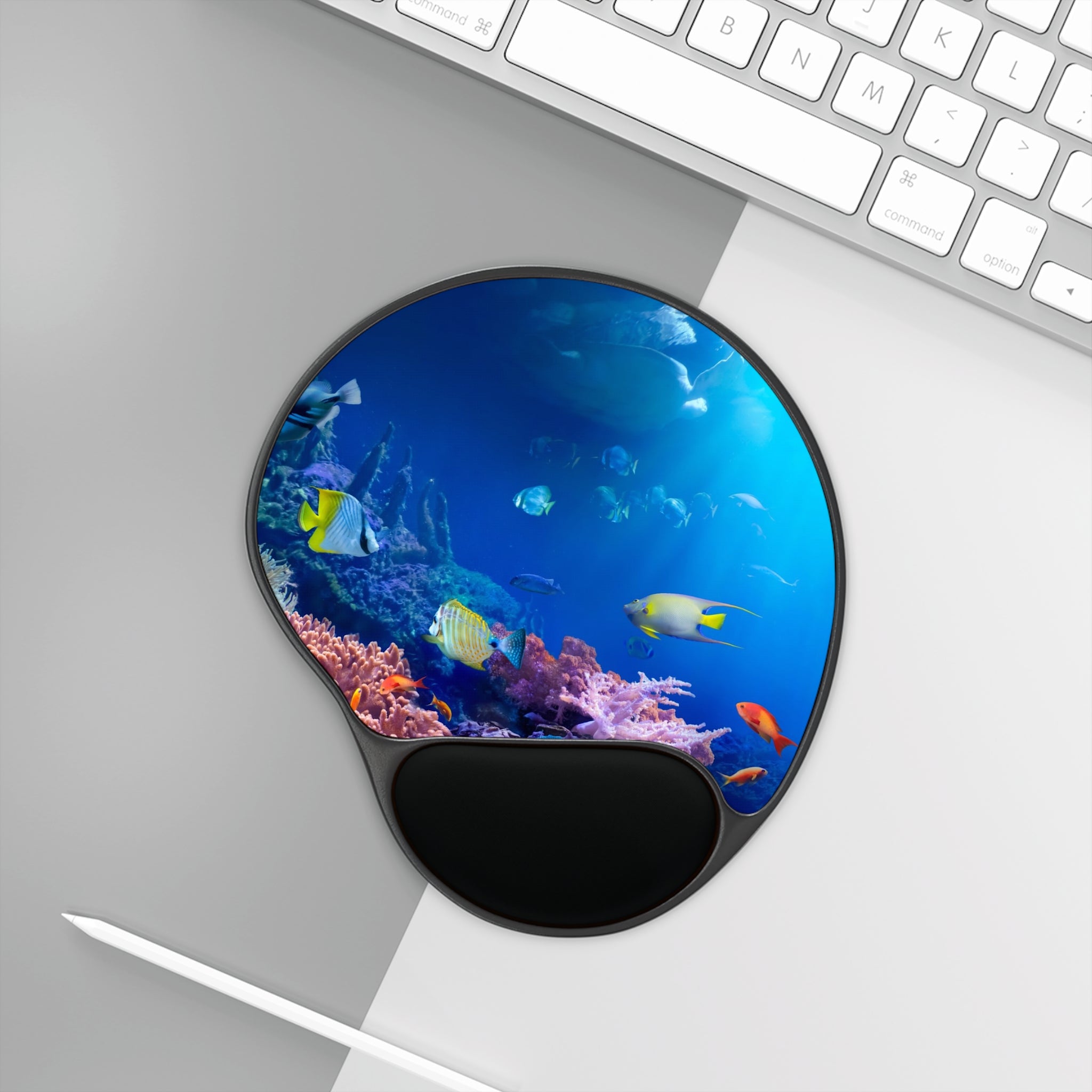 Ocean Reef Mouse Pad with Wrist Rest — Tropical Fish Desk Mat