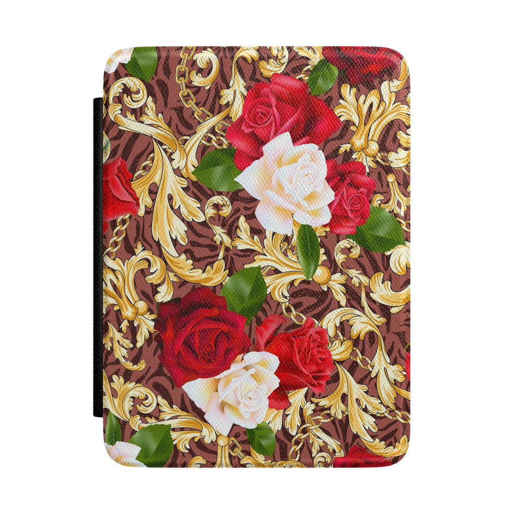 Floral Baroque Kindle Case – Red & White Rose Protective Cover