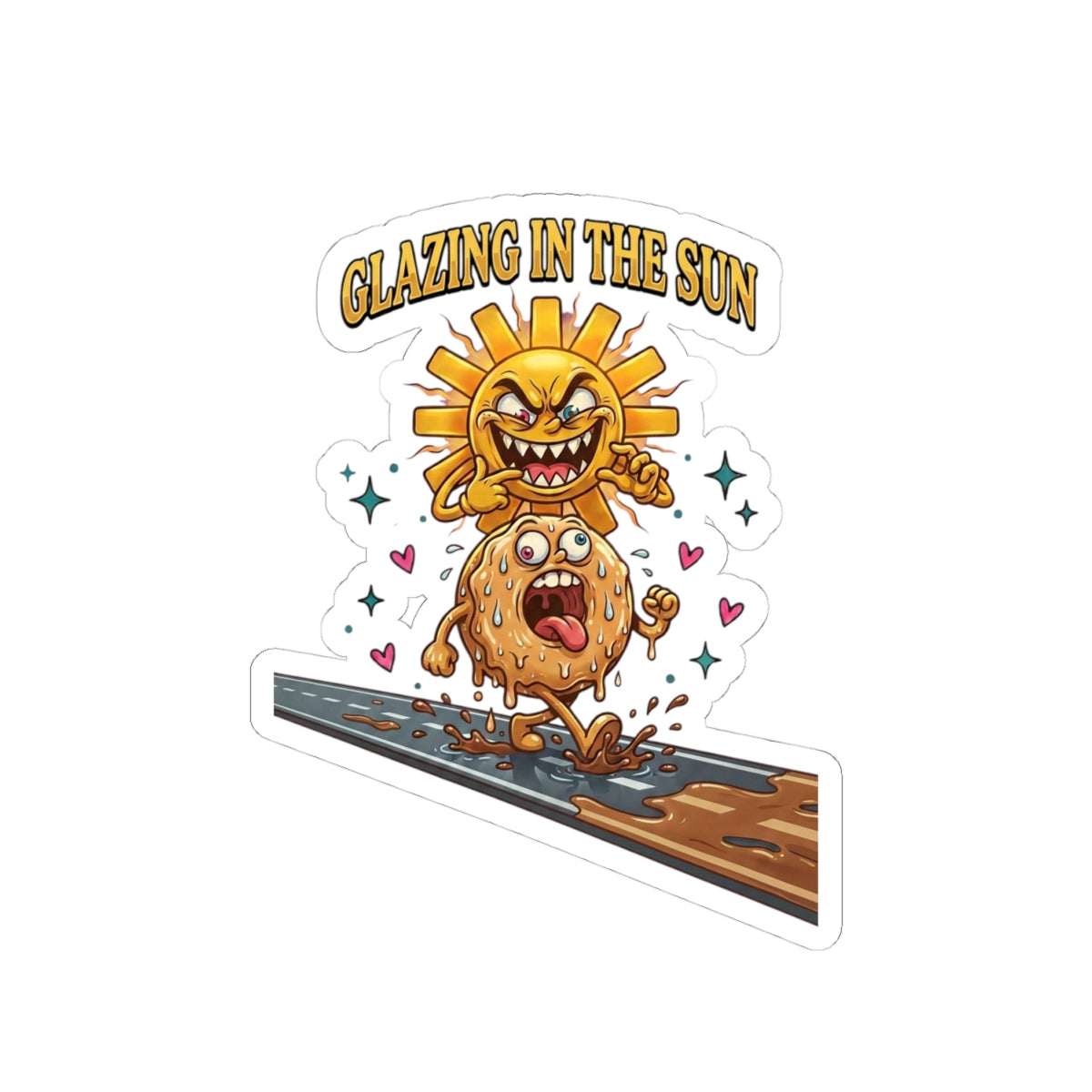 Glazing in the Sun Kiss-Cut Sticker | Dilly Dally retro cartoon, procrastination meme