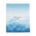 Inspirational Cloud Print Plush Blanket — "You Are Worthy of Love" Velveteen Throw