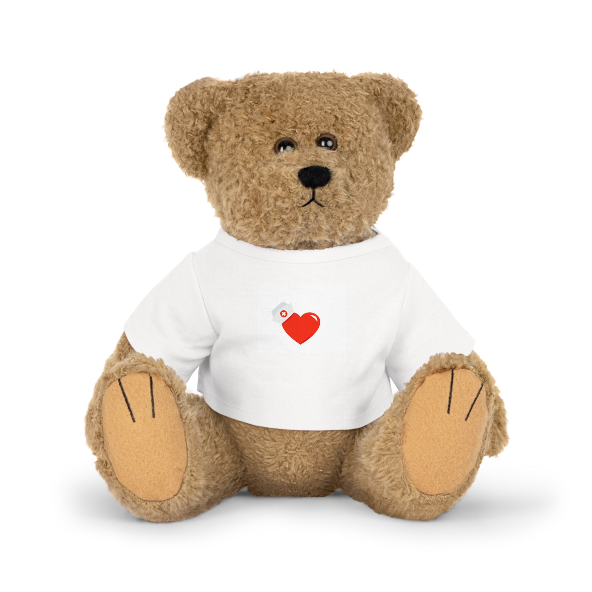 Stuffed Bear Plush with Heart Tag T‑Shirt — Cute Valentine Gift