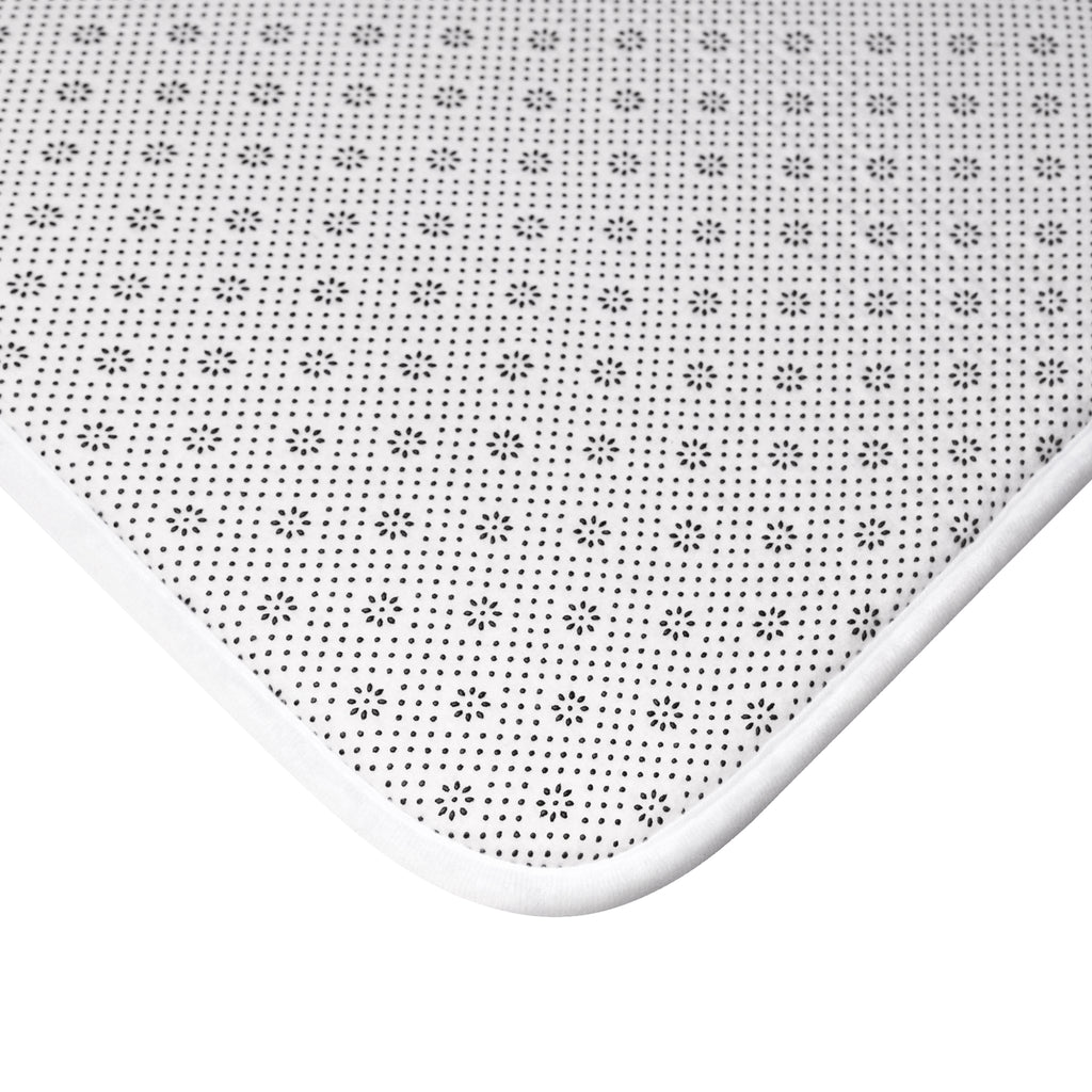 White Rose Bath Mat — Elegant Floral Bathroom Rug with Heart-Shaped Bloom Design