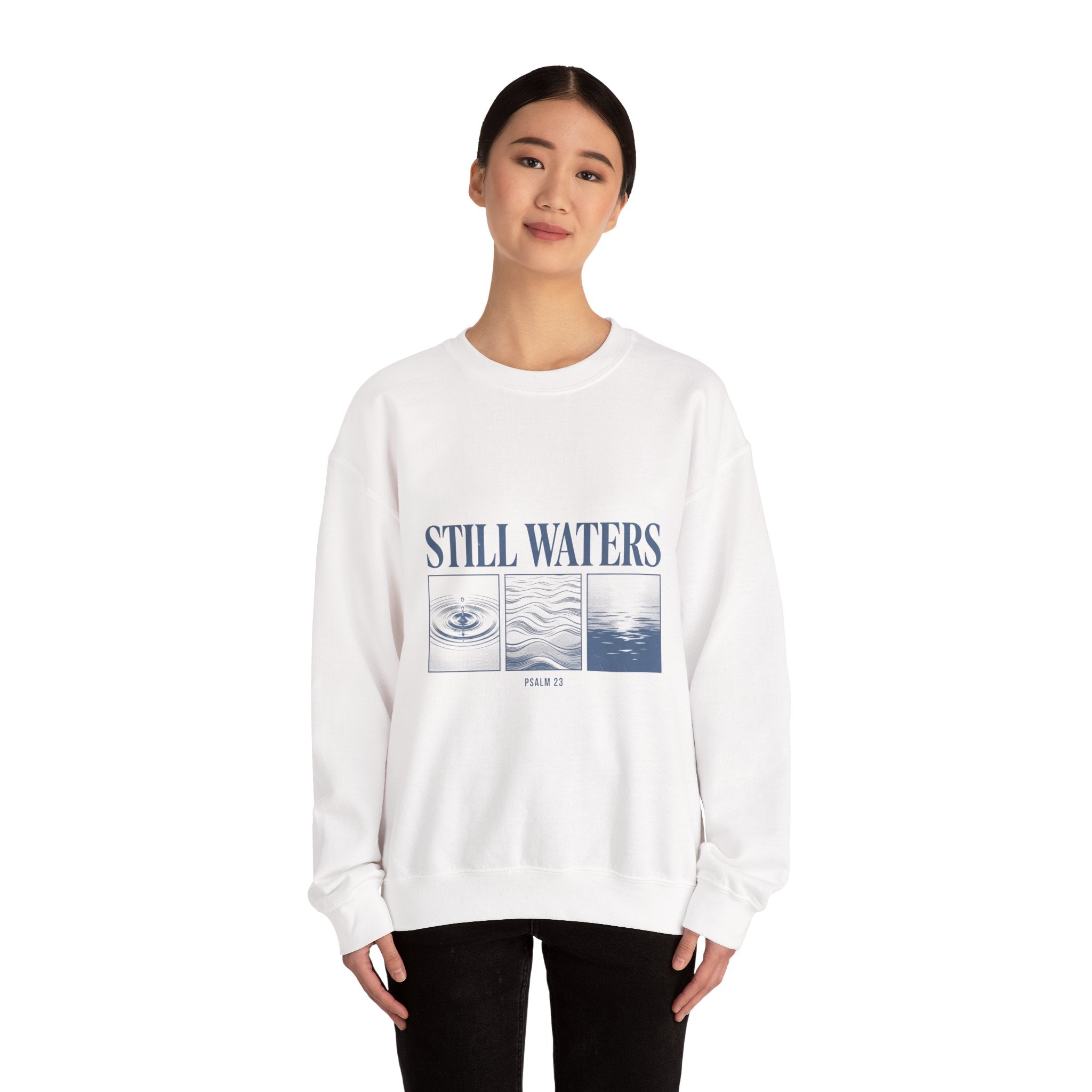 Still Waters Sweatshirt | Christian streetwear, vintage-wash faith tee