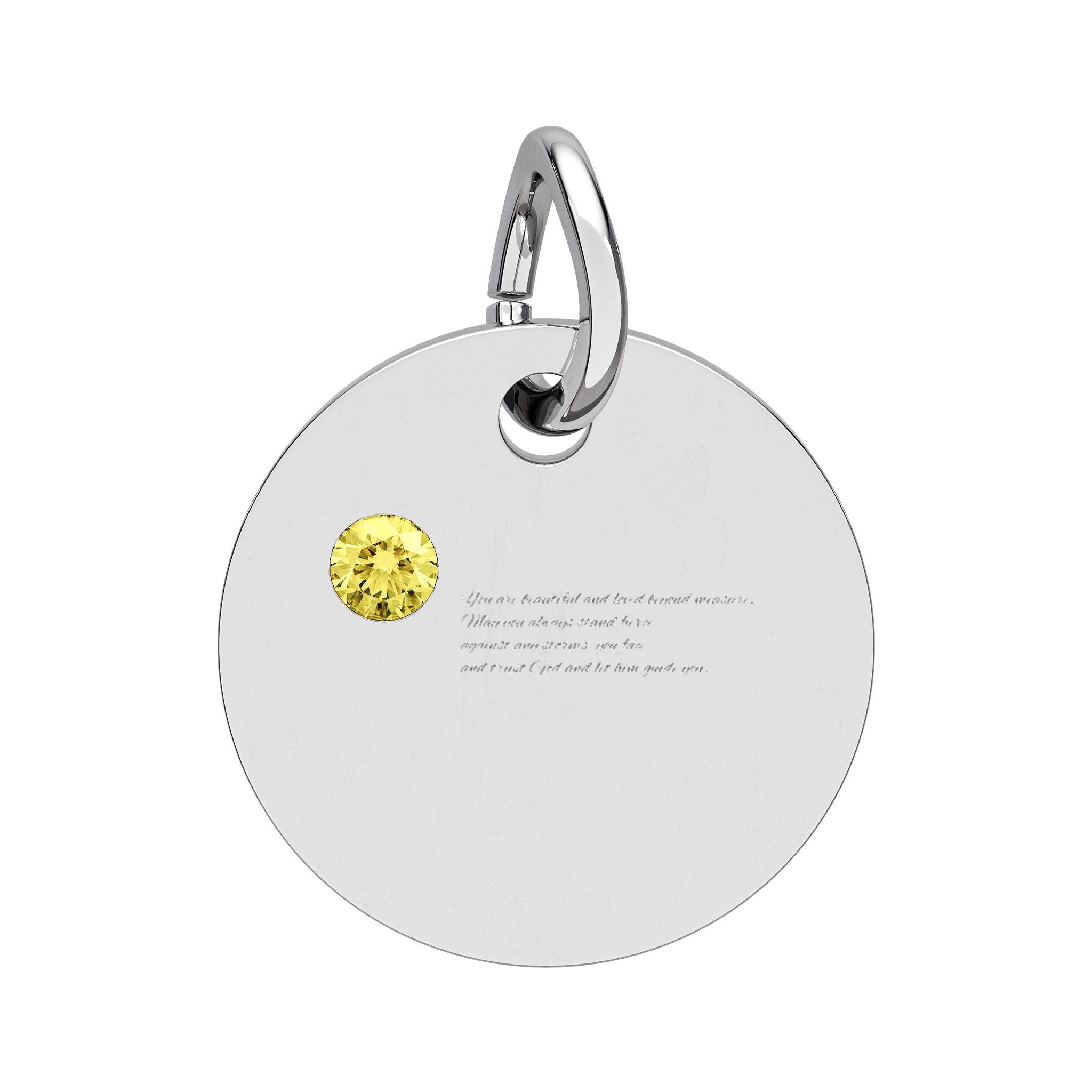 Engravable Birthstone Circle Charm — Personalized Round Pendant