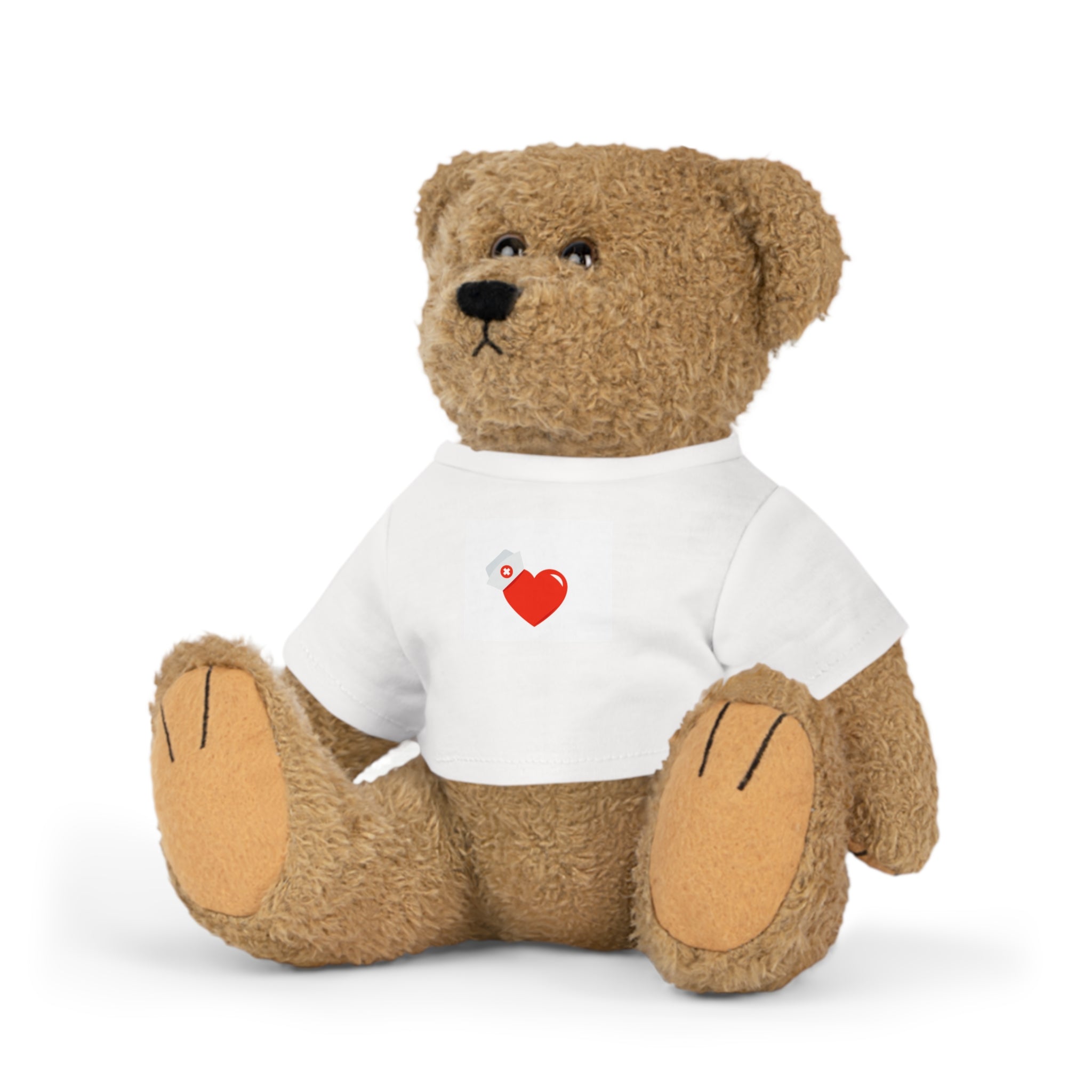 Stuffed Bear Plush with Heart Tag T‑Shirt — Cute Valentine Gift