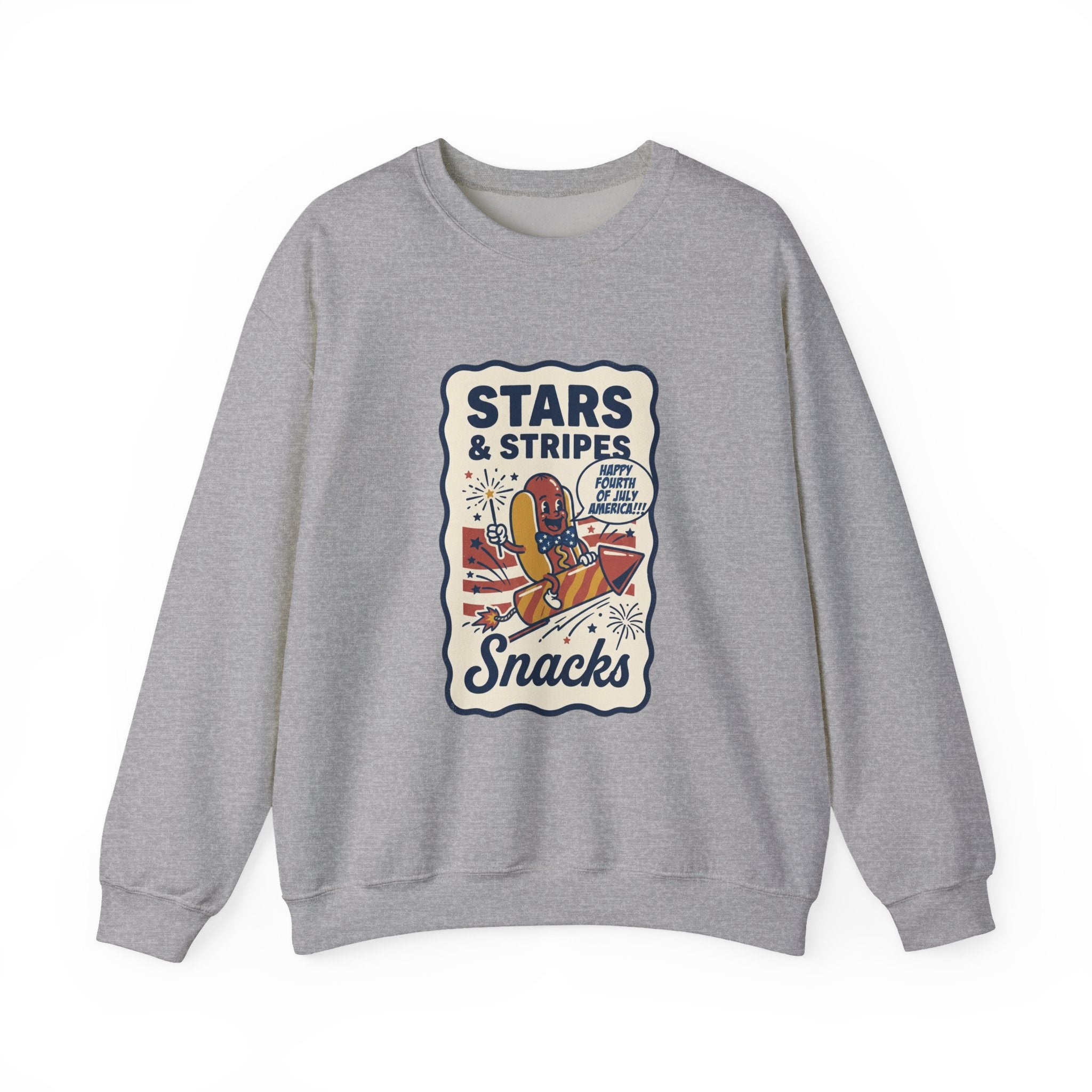 Stars & Stripes Snacks Sweatshirt | Hot Dog Fourth of July, Retro Americana